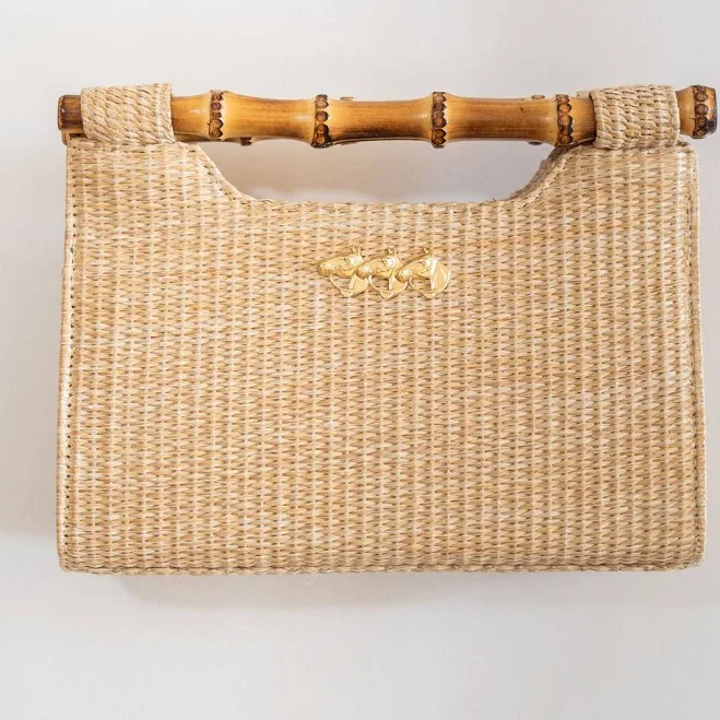 bag Women's Mary Natural Straw Clutch Bamboo Handle Bag Lisi Lerch $108