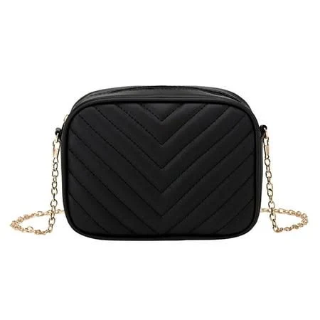 bag Women's Quilted Leather Crossbody Bag with Chain Strap Walmart - Dakiuu $13.6