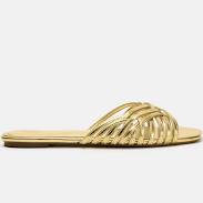 shoes Zara Metallic Strappy Flat Sandals Zara USA $55.9