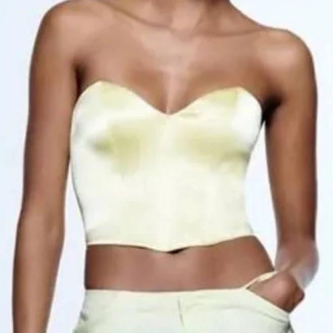 crop top Zara Tops | Zara Lime Green Corset Crop Top Strapless Satin Effect | Color: Green | Size: Xs | Glamourrush's Closet Poshmark $10