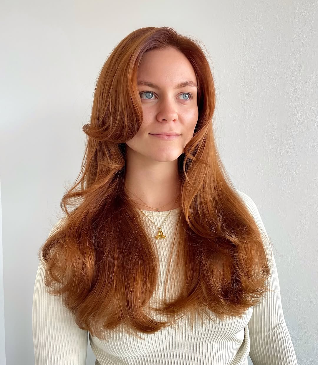 Copper Curtain Curl - real photo example for summer copper hair ideas 2026