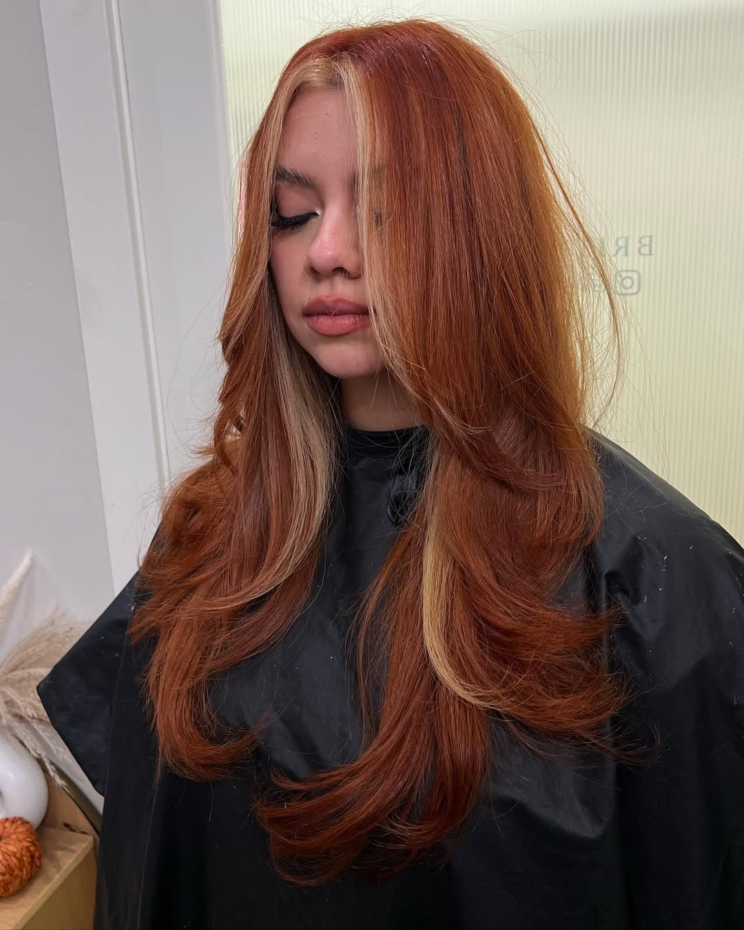 Pumpkin Spice Face Frame - real photo example for summer copper hair ideas 2026