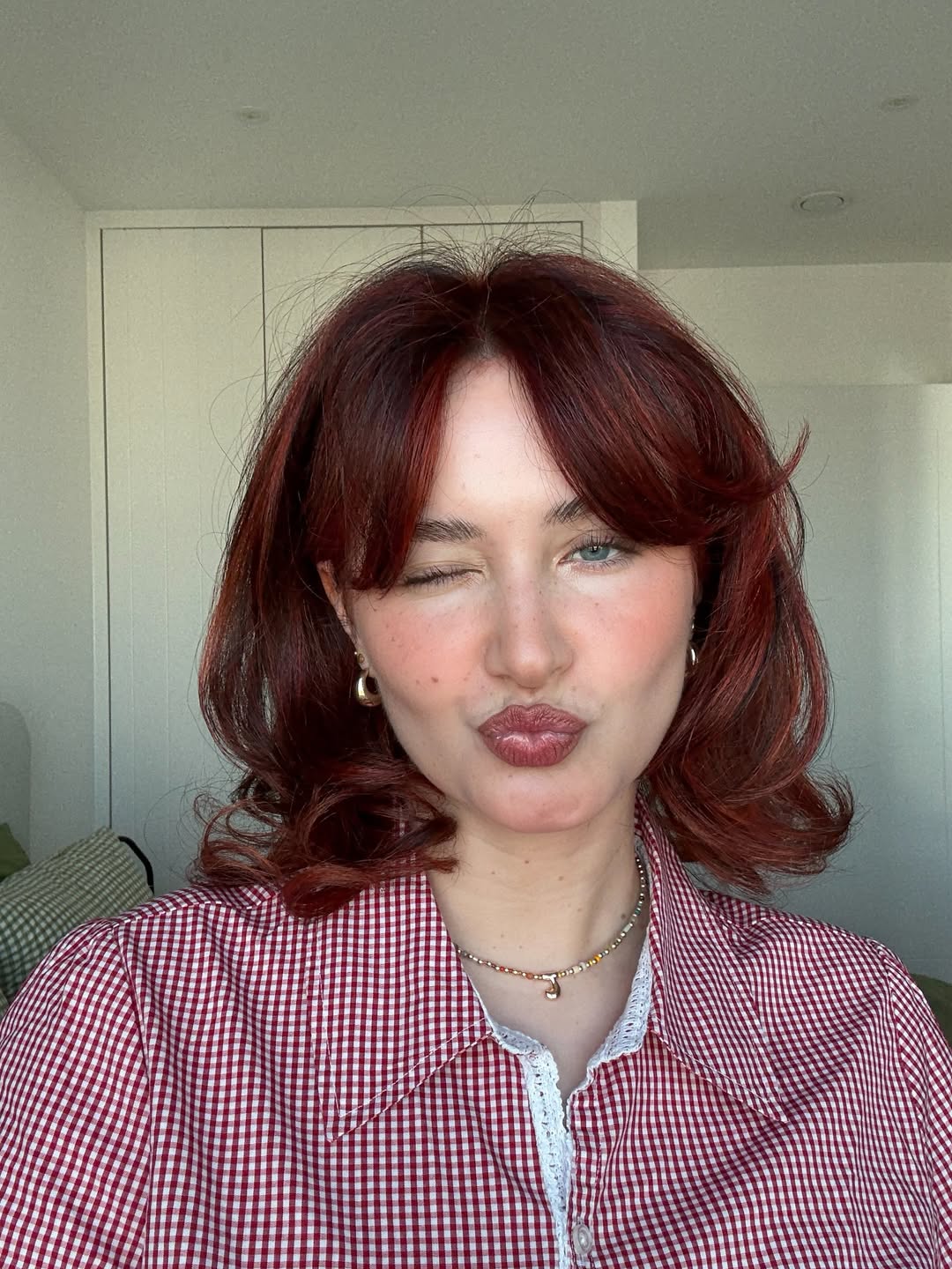 Spiced Auburn Fringe Shag - real photo example for summer copper hair ideas 2026