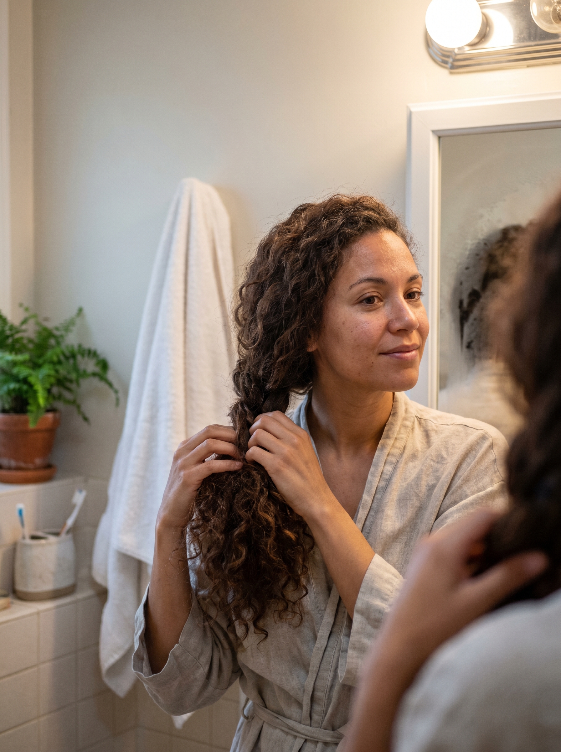 Bohemian Desert Nomad Deconstructed Braids, ideal for adventurous summer hair ideas. Features natural hair color, a wide-brim hat, and a matte texture spray perfect for festivals.