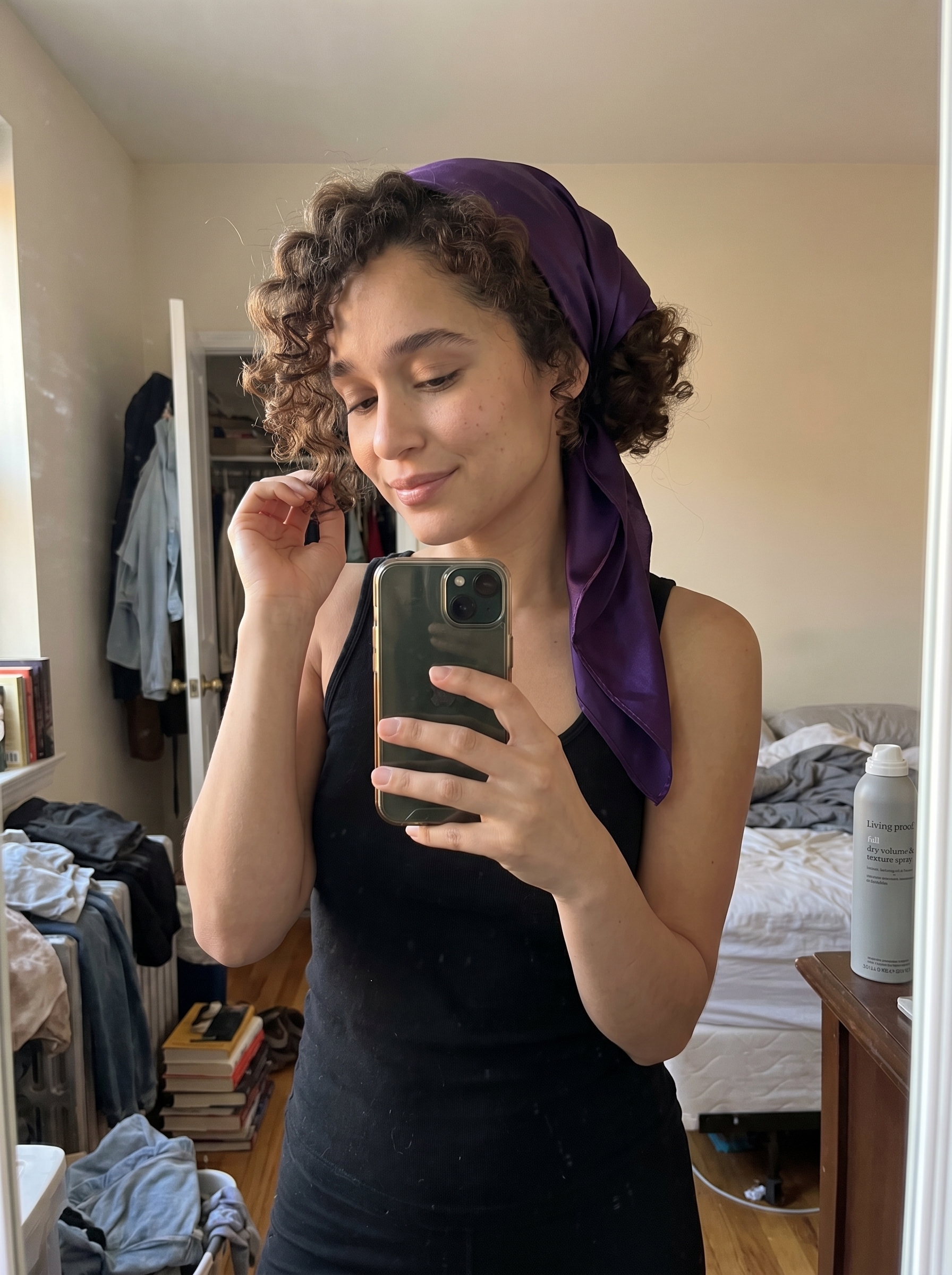 Glamorous Retro Riviera Silk Scarf Updo, an elegant and sophisticated choice for summer hair ideas. Features vibrant silk scarf and voluminous texture, ideal for brunch.