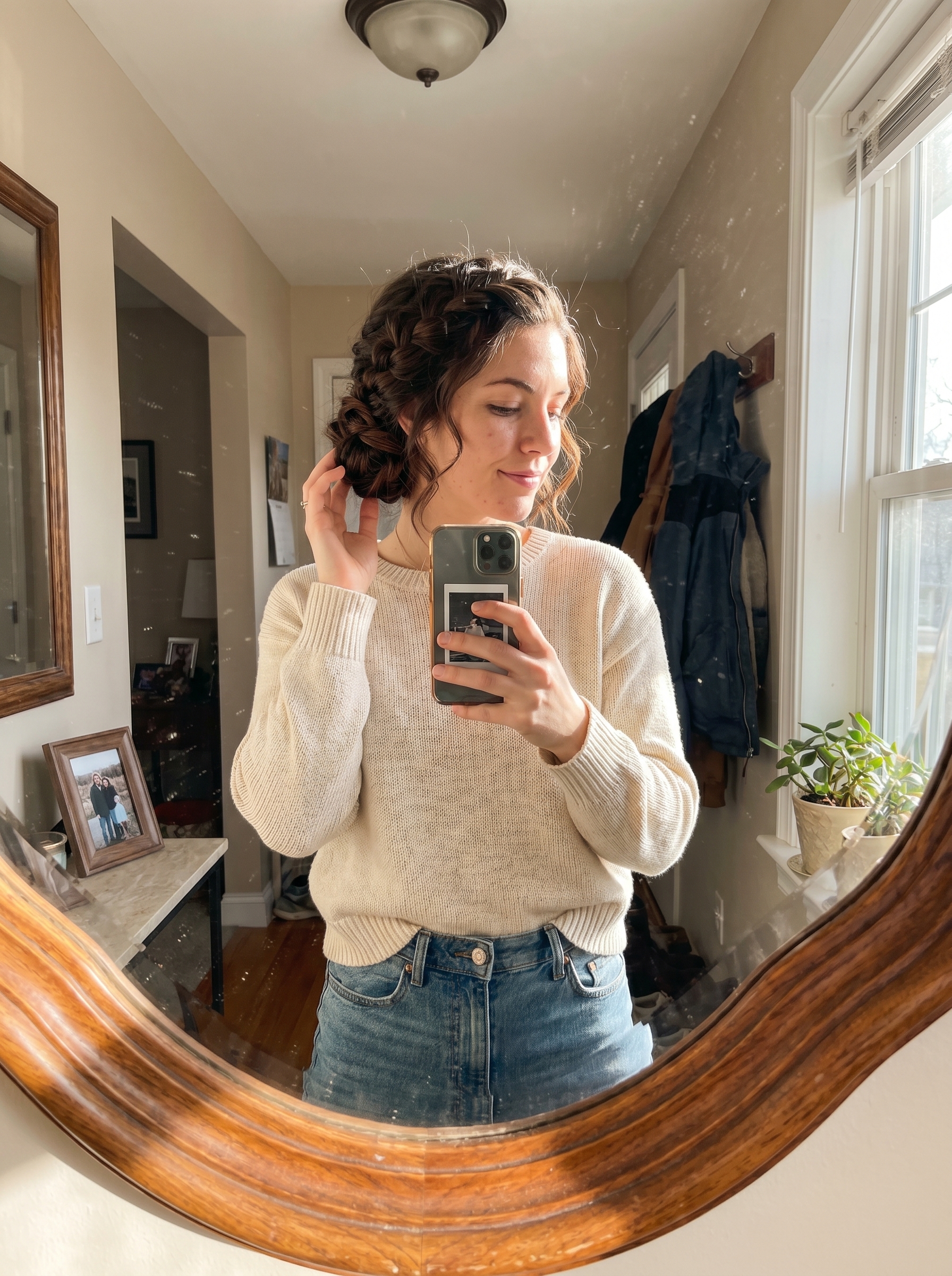 Elegant and sophisticated 'Invisible Braiding Updo' in rich midnight espresso, styled for work or a formal event. Utilizes small clear elastics and bobby pins for a polished look, a timeless choice for summer hairstyles 2026.