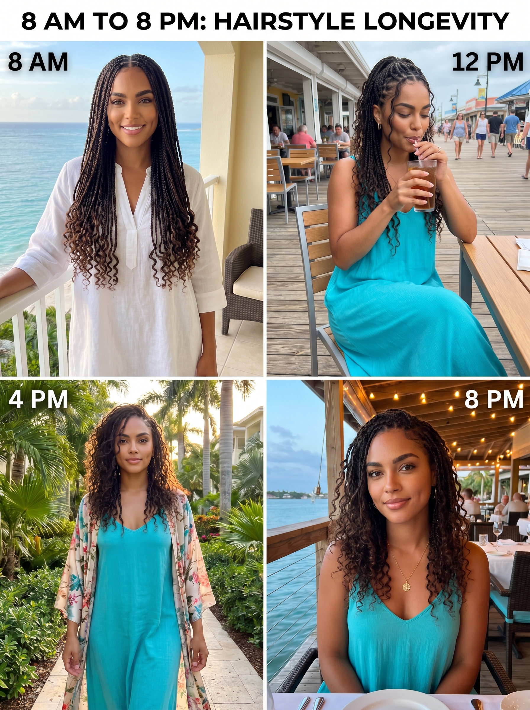 Digital Nomad Chic Invisible Start Knotless Micro-Braids, a versatile summer hairstyles braids 2026 for travel, everyday, or resort. Mushroom bronde and natural black tones with anti-frizz mousse.