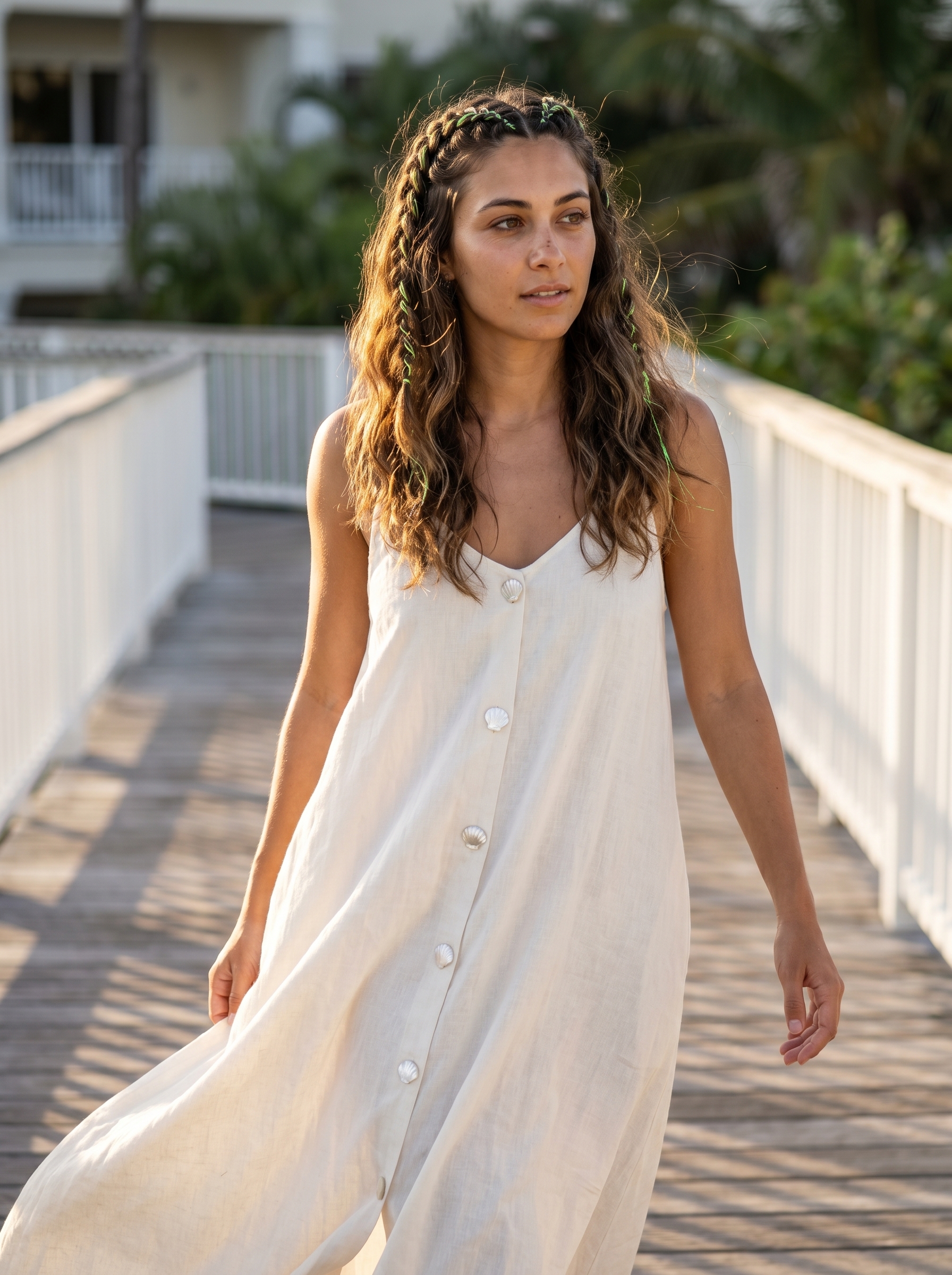 Bold retro-futurism sculptural baby braid accents with cyber-lime for summer hairstyles braids 2026. This avant-garde style on iridescent pearl hair is perfect for festivals, photoshoots, or a daring everyday look.