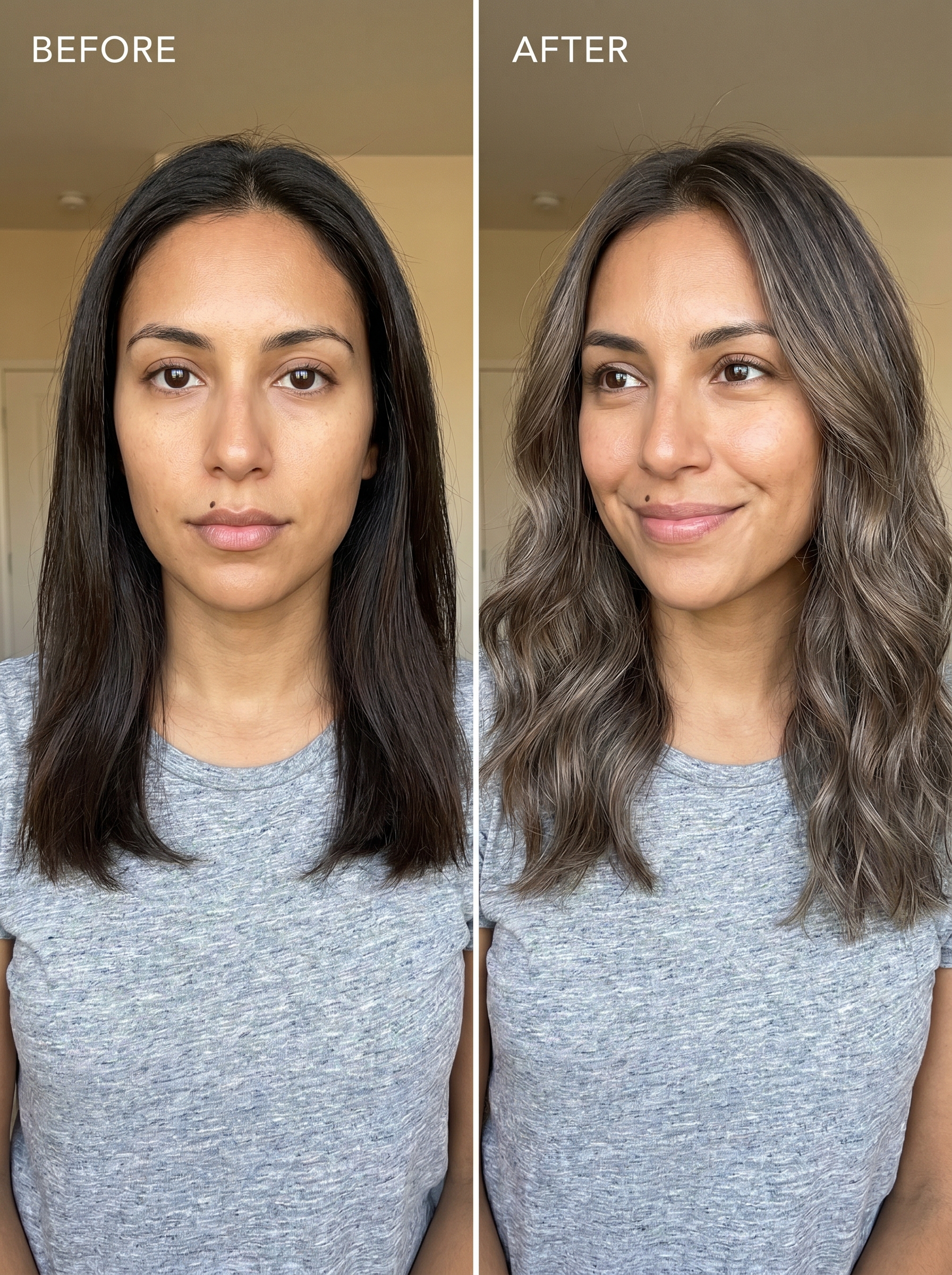 Chic Cool Ash Brown Ombre is a stylish summer hairstyle for medium hair 2026, featuring deep ash brown roots fading to cool ash beige ends. Perfect for an edgy, modern everyday or evening look.