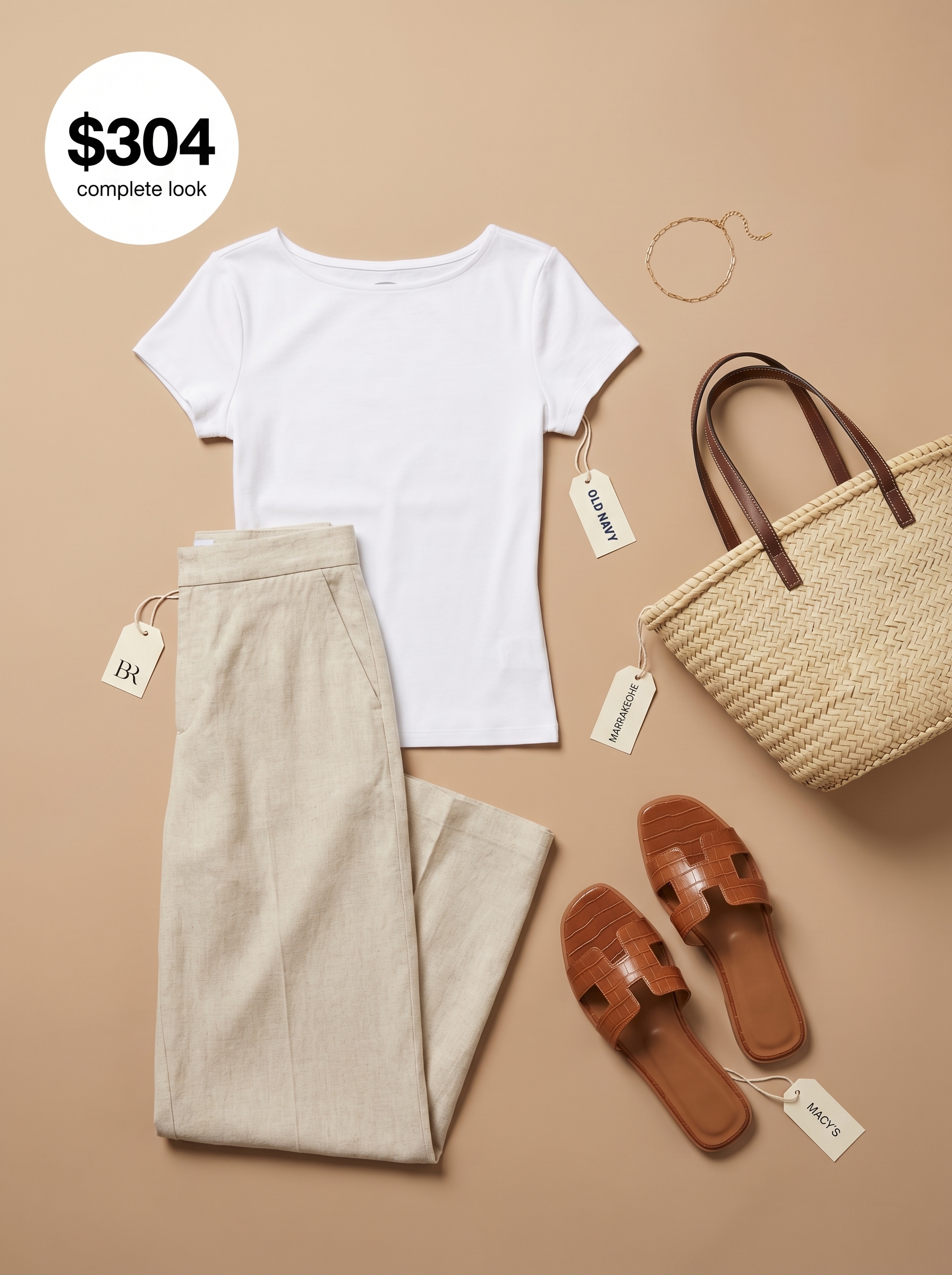 A refined beige linen wide-leg pants paired with a white knit top, creating a comfortable summer office outfit women 2026 for warm weather.