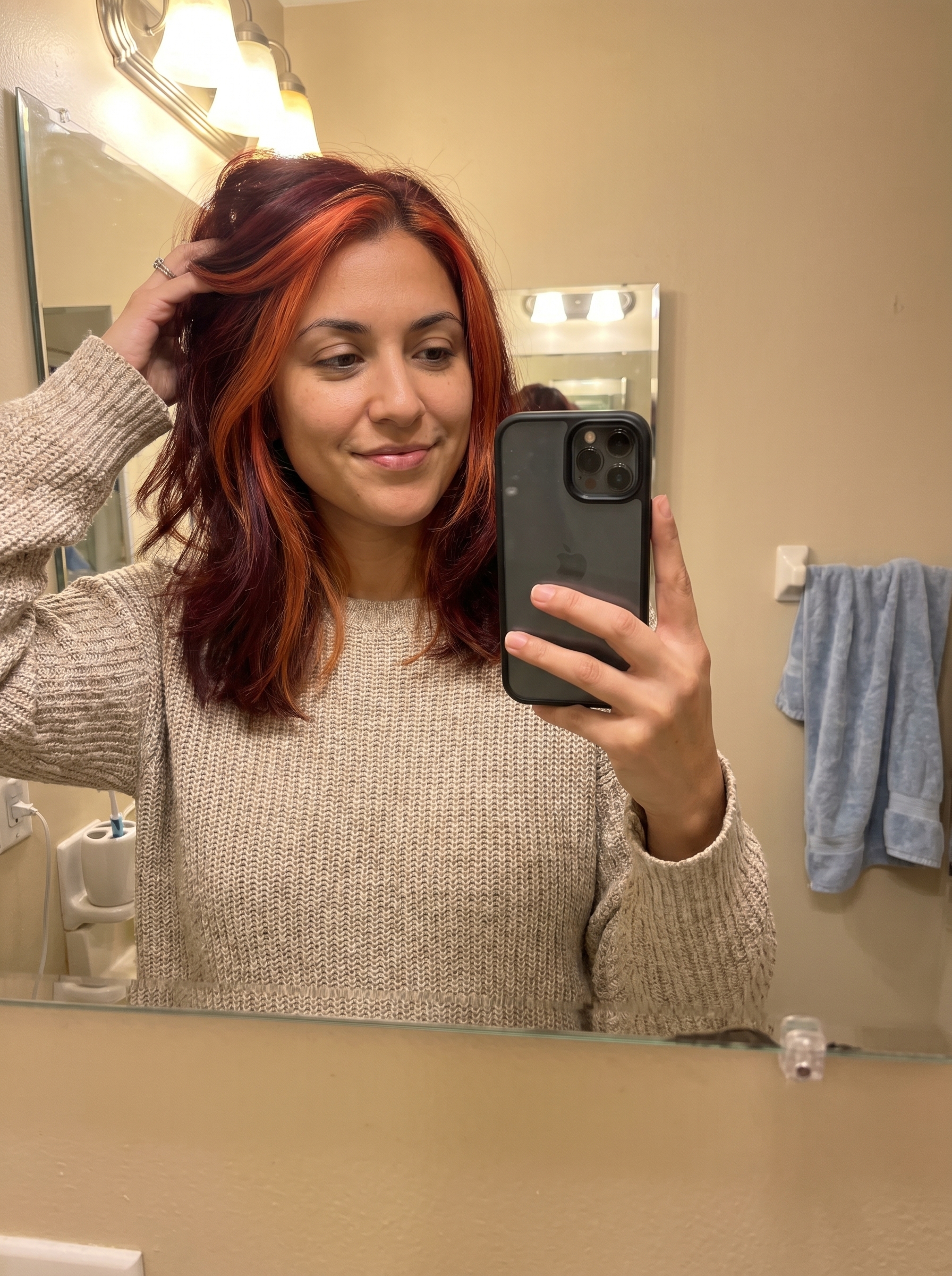 Blood Orange Money Piece — summer red hair color 2026 inspiration