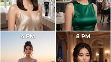 Chic architectural top knot with a sharp 90s minimalist zig-zag part, perfect for a modern summer wedding guest hair 2026. This avant-garde updo is sleek and uses strong-hold sculpting gel for definition.