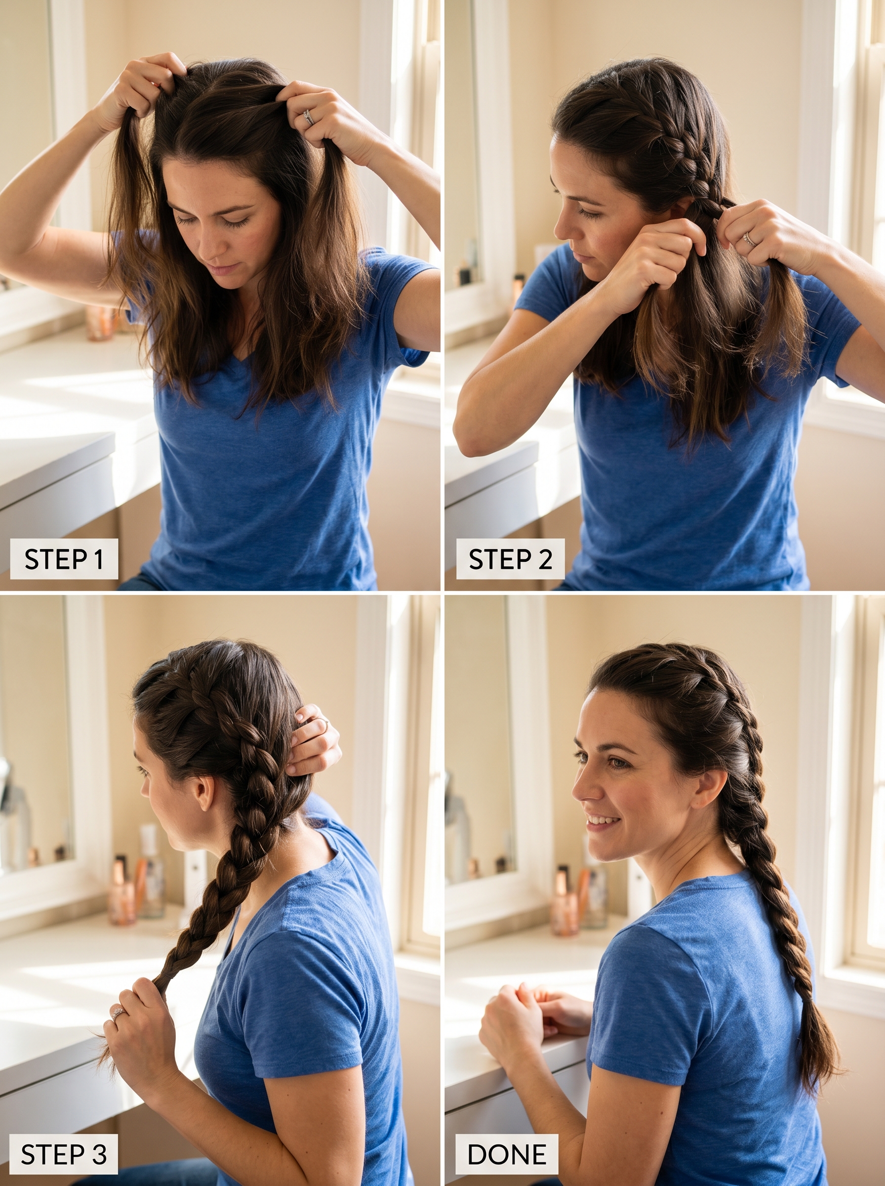 Romantic scarf-in-braid hairstyle, using a silk or organza scarf matching the outfit, perfect for a cohesive and whimsical summer wedding guest hair 2026. Lightweight styling cream adds grip.