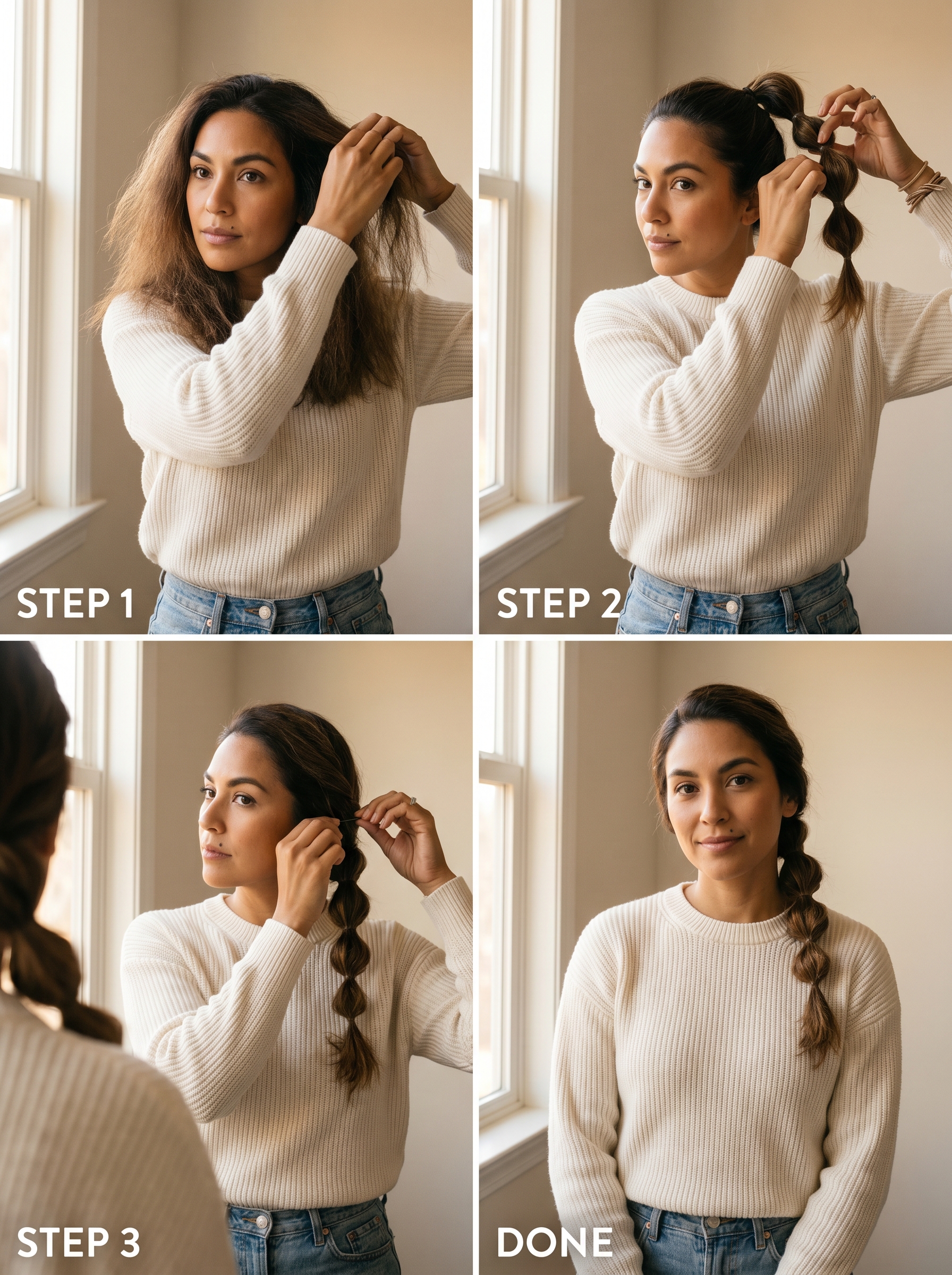 Modern textured bubble braid 2.0 with 'invisible' pinning, a playful yet secure option for summer wedding guest hair 2026. This style uses clear elastics and a smoothing serum for frizz control.