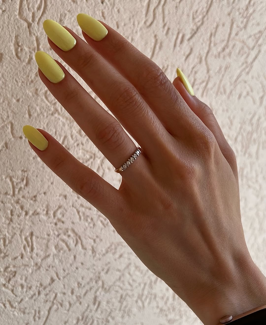 Bright Daffodil Yellow Oval Glossy Summer Nails