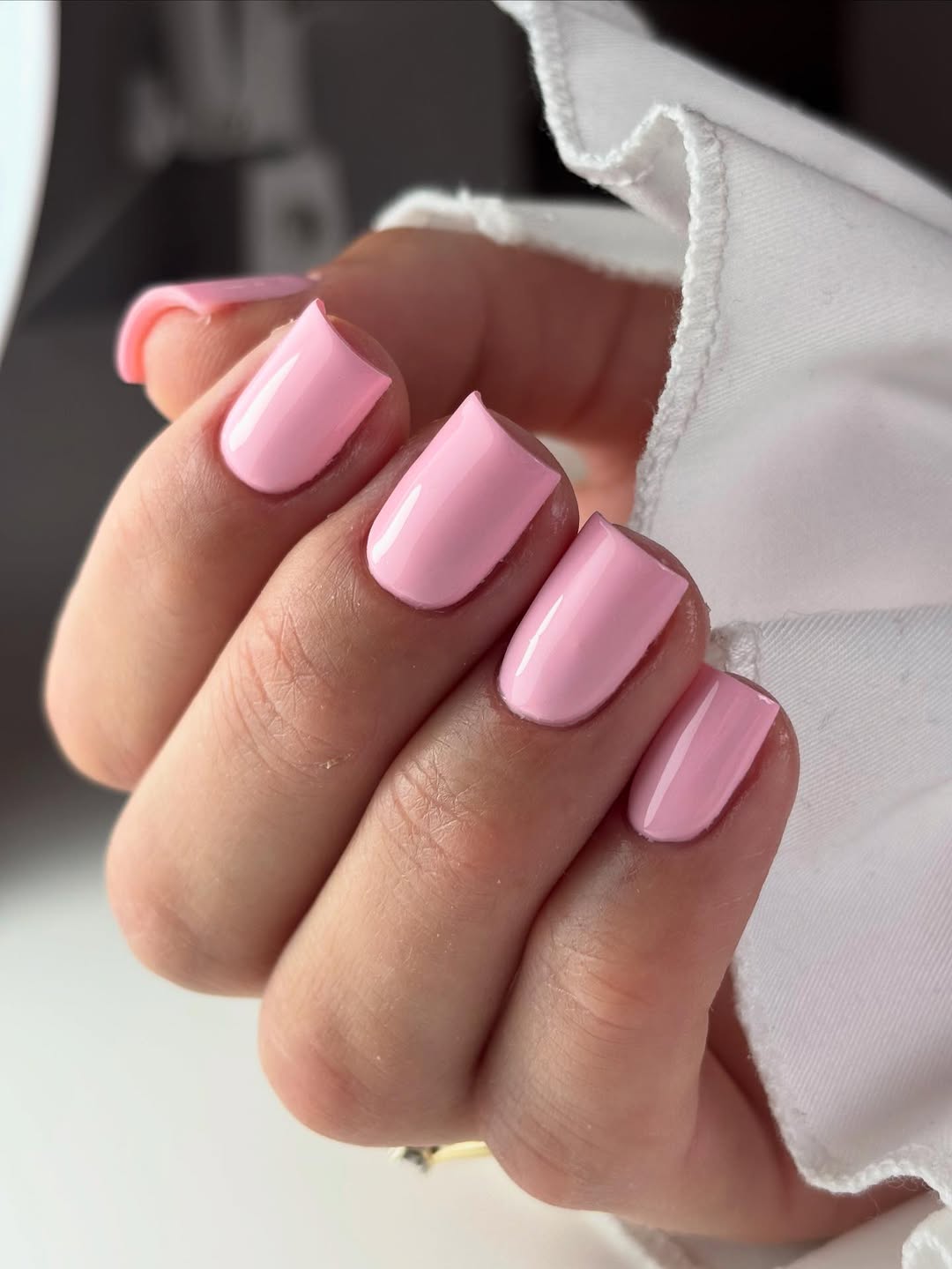 Bubblegum Pink Glossy Short Squoval Nails
