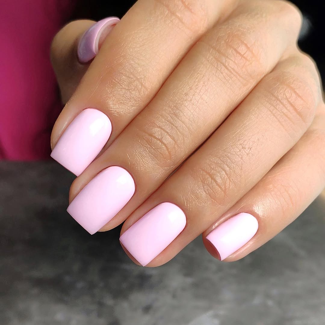 Bubblegum Pink Glossy Square Nails