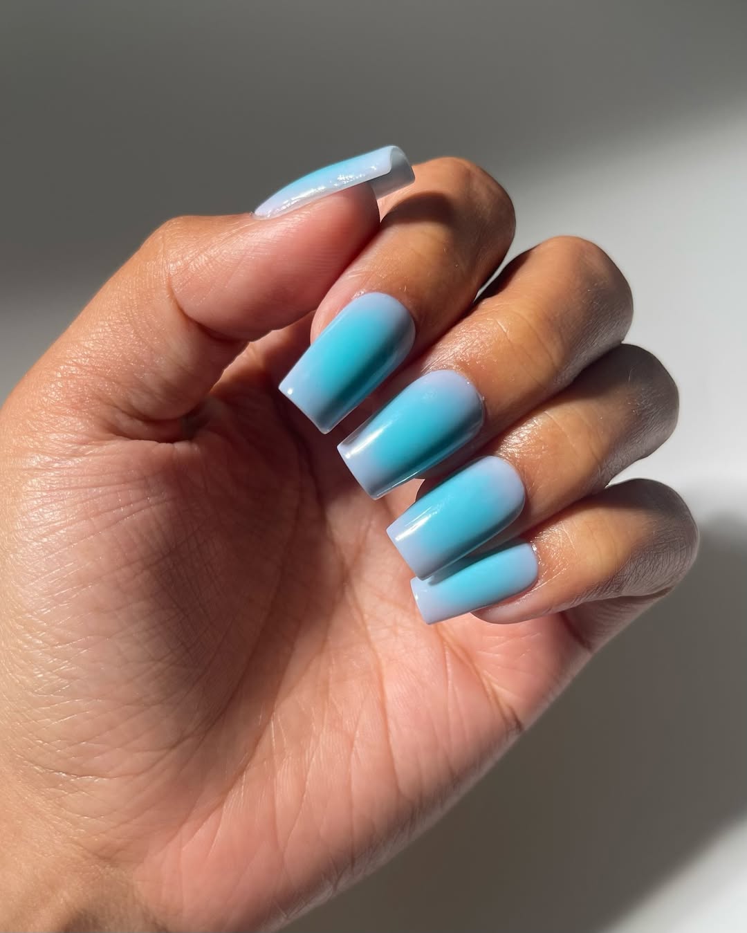 Cool Blue and Purple Ombre Square Tips