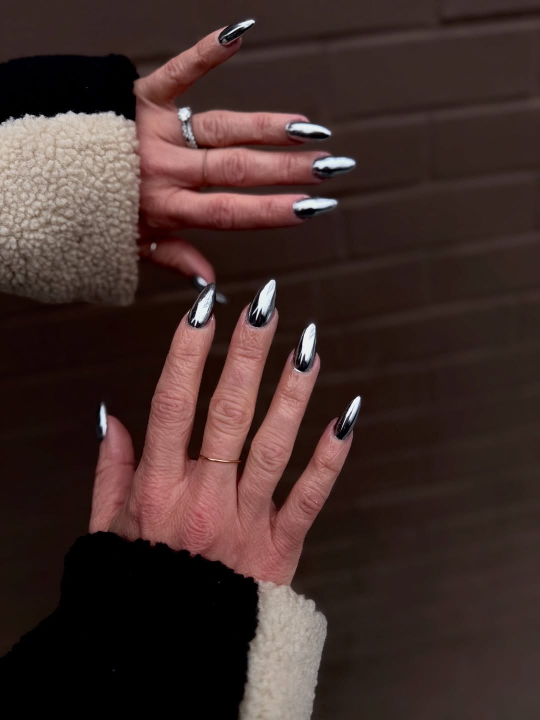 Cool Chrome Metallic Stiletto Nails