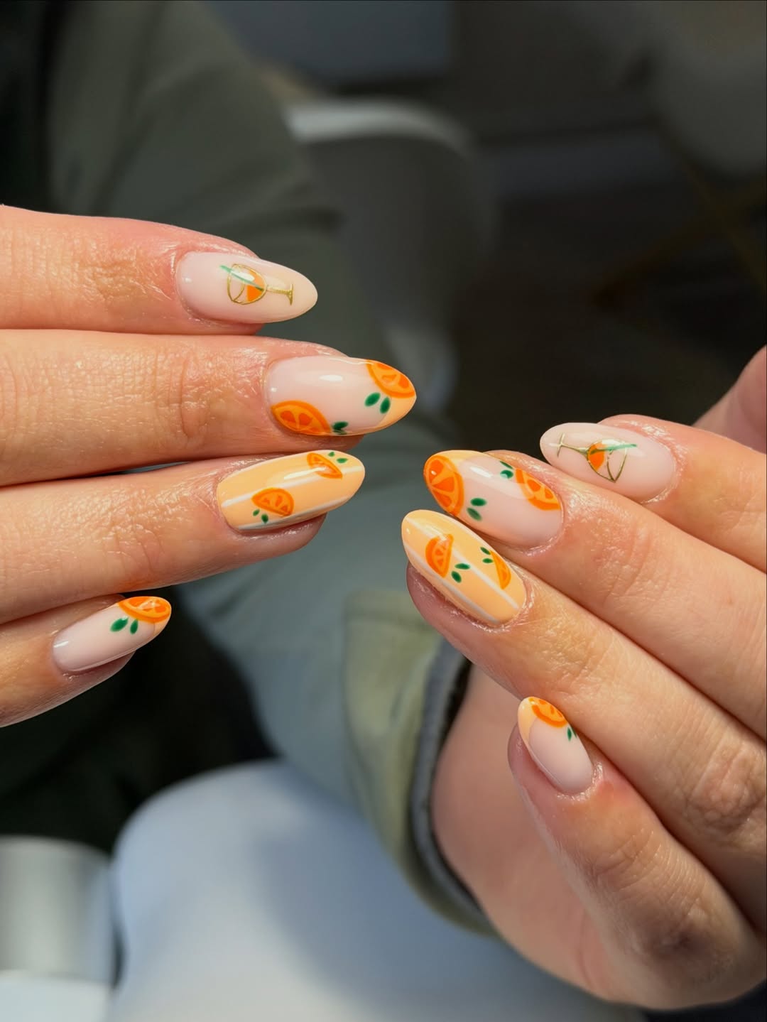 Cute Citrus Fruit Almond Nails