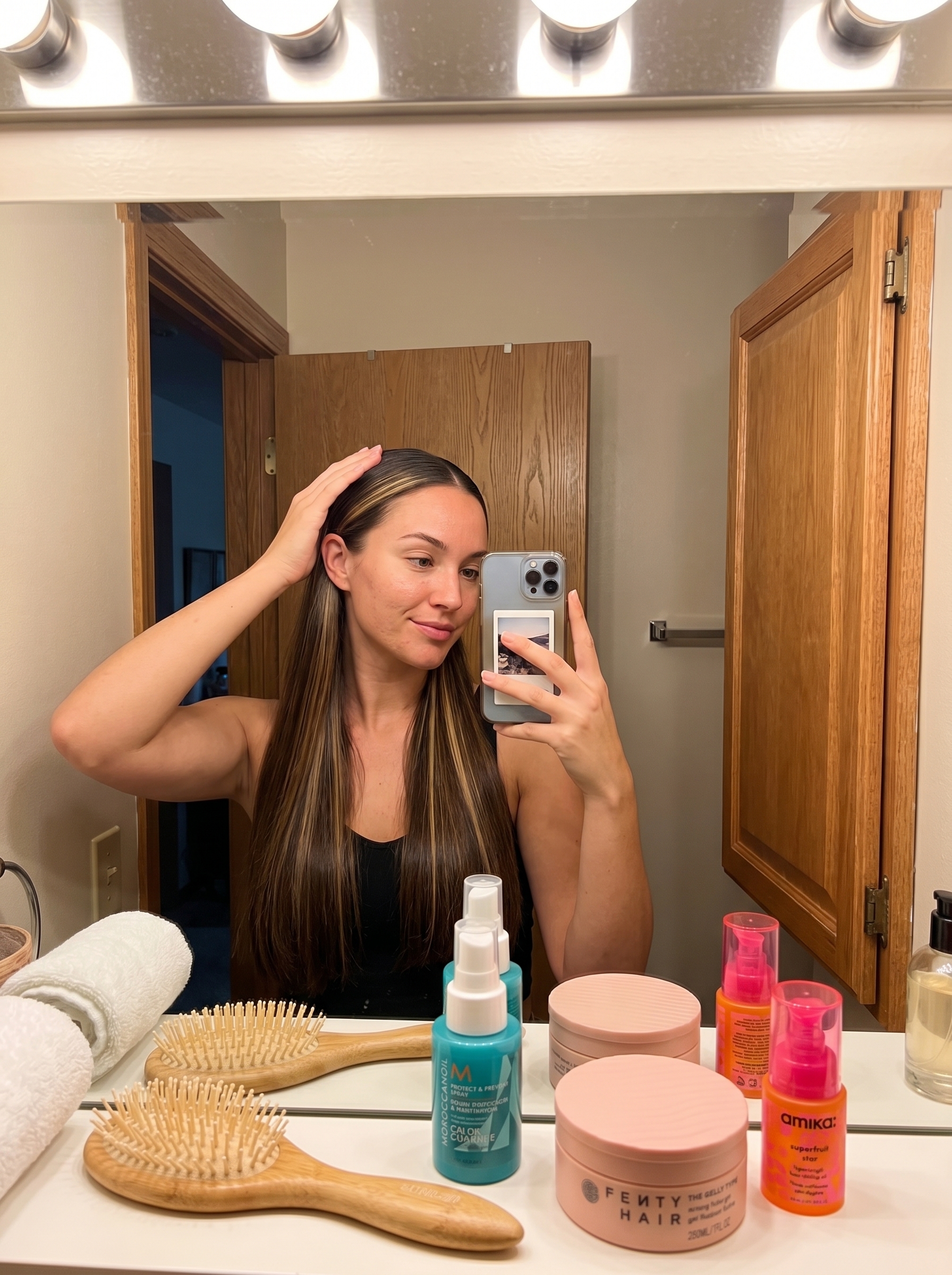 Sophisticated Halo Highlights with a Scandi-Slick Back, a bold cute summer hair idea 2026 ideal for date night. Features espresso gloss with sleek, defined highlights.