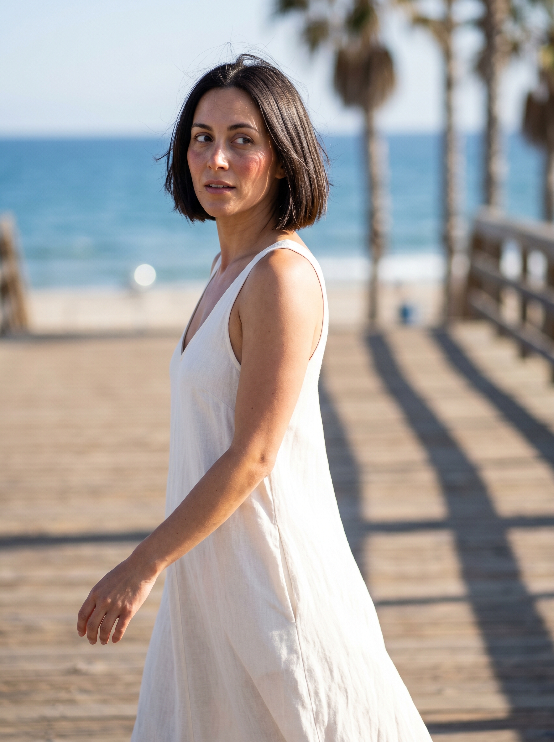 Sleek espresso quiet luxury hydro-bob styled with a bond-building cream and high-shine glaze, perfect for cute summer hair ideas 2026 on a date night or resort.