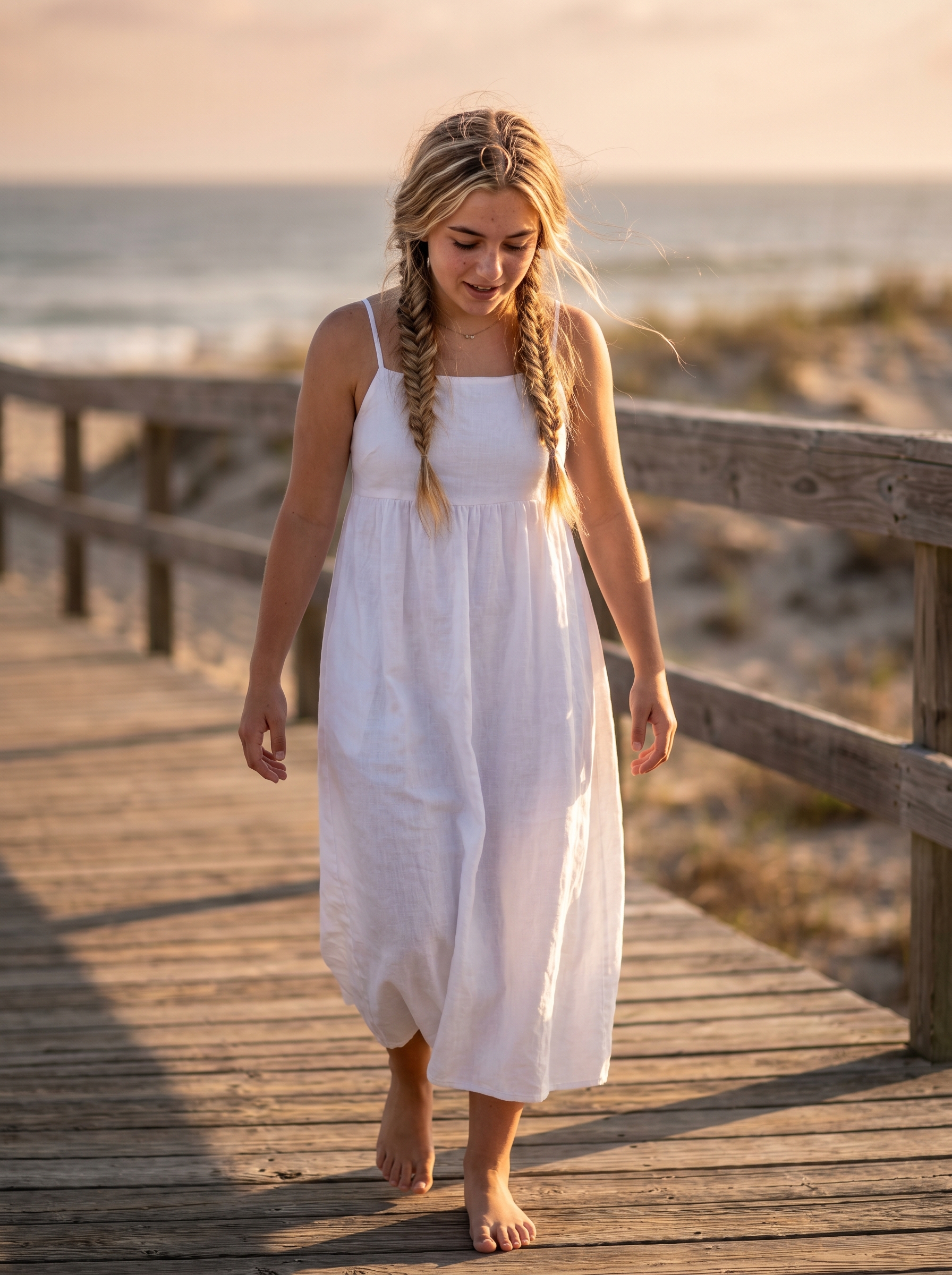 Boho 'Coastal Cowgirl Fishtail Braids with Sun-Bleached 'Halo' Highlights' using sea salt spray, clear elastics, and turquoise charms, a cute summer hairstyle for teens 2026.