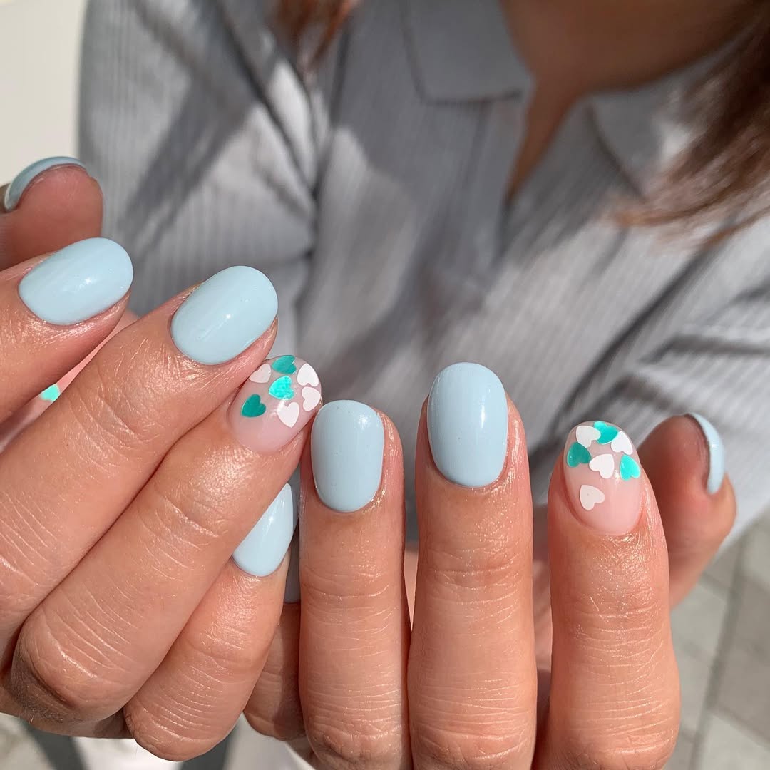 Dreamy Baby Blue with Teeny Heart Accents