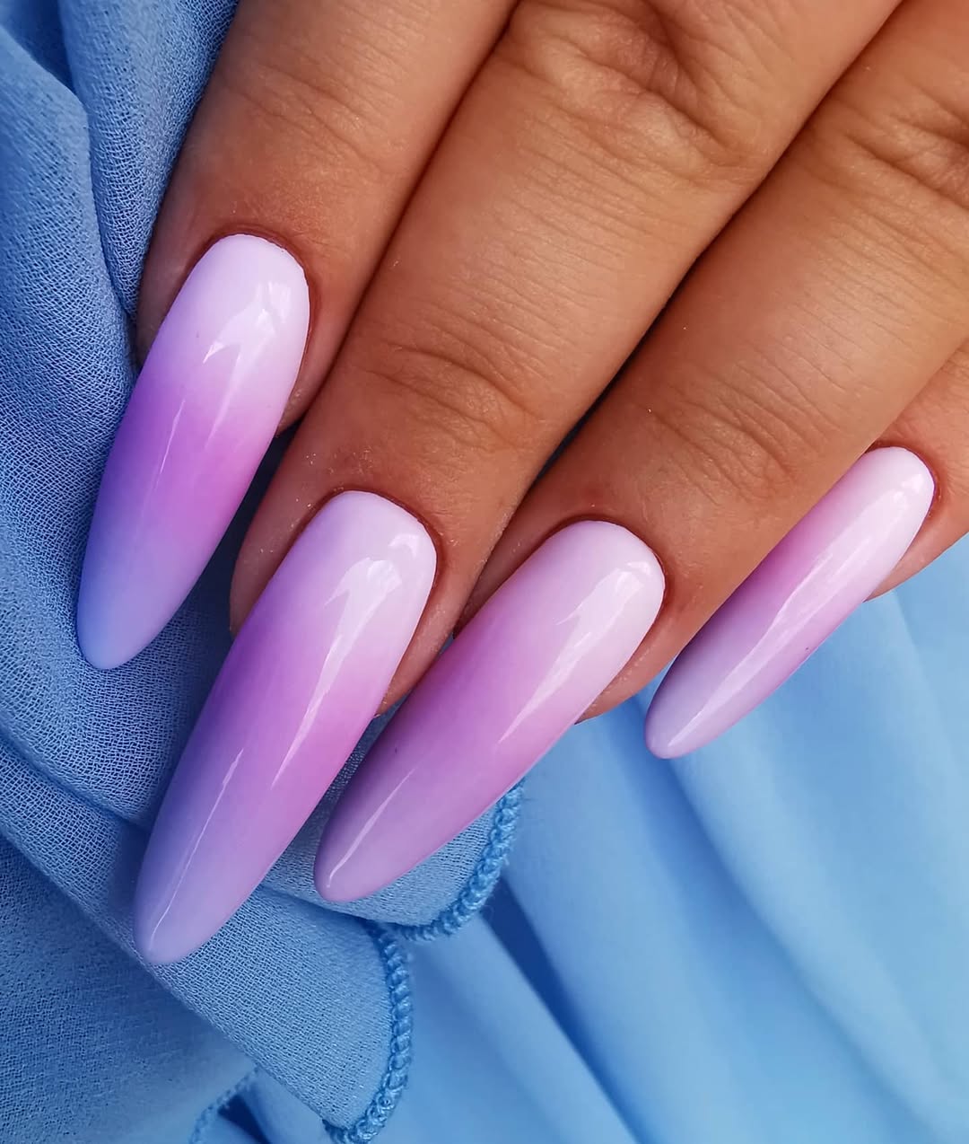 Dreamy Lavender Purple Ombre Coffin Nails