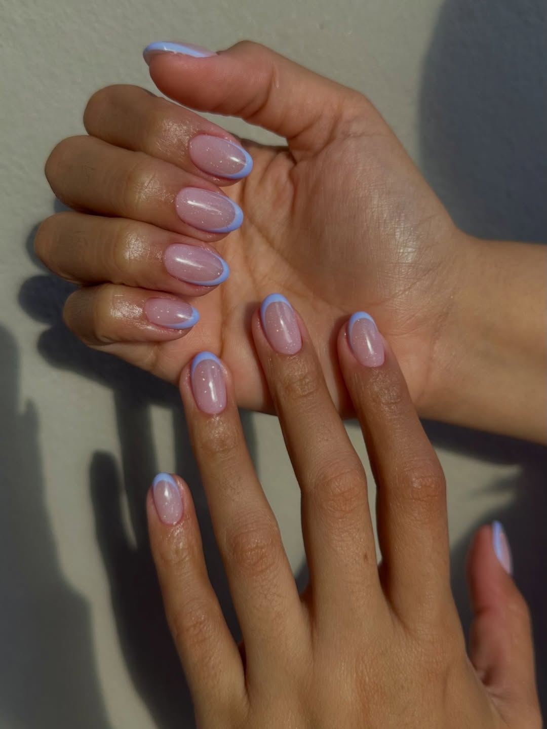 Dreamy Periwinkle French Tip Shimmer Oval