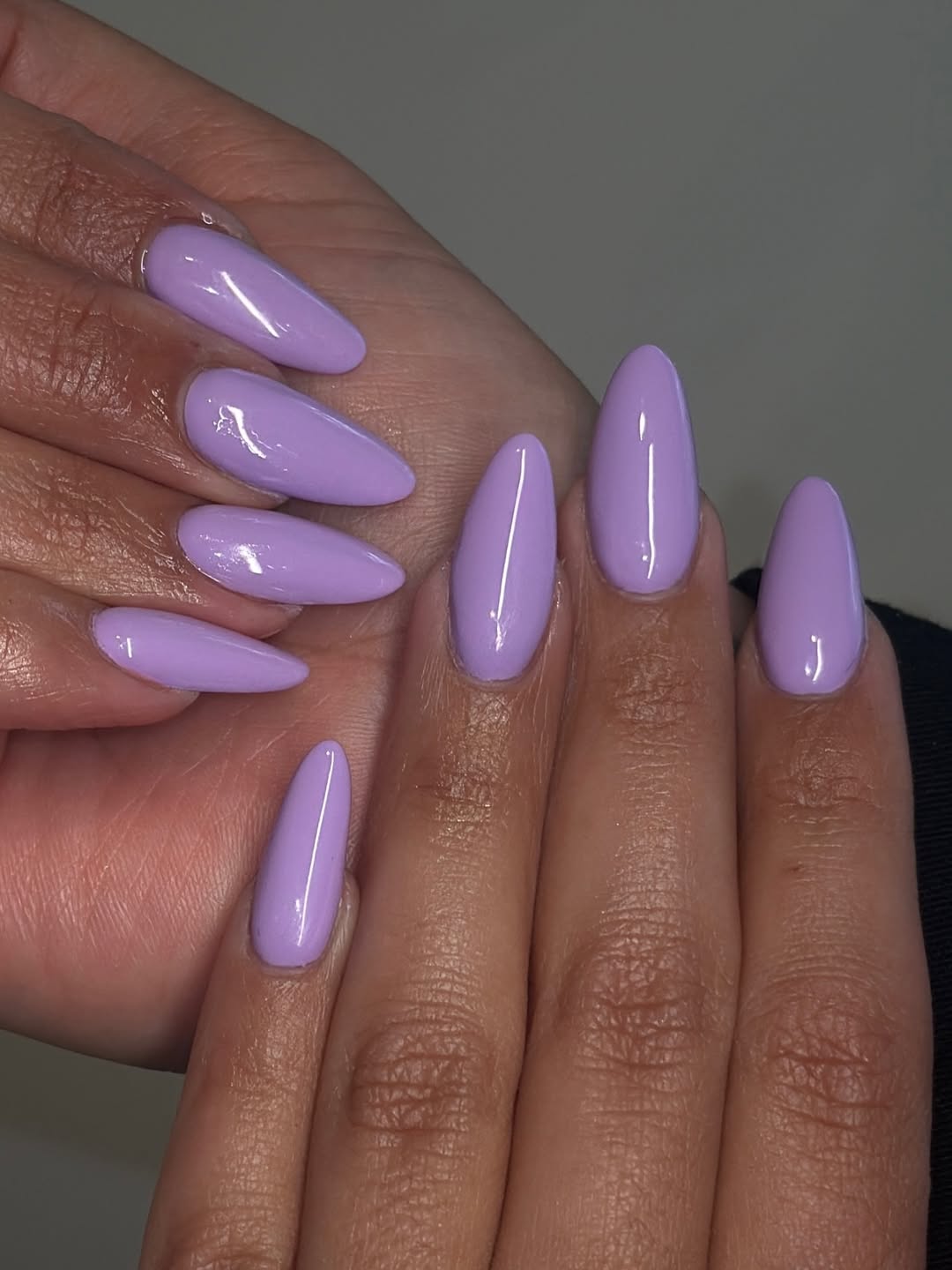 Glossy Lilac Lavender Almond Nails