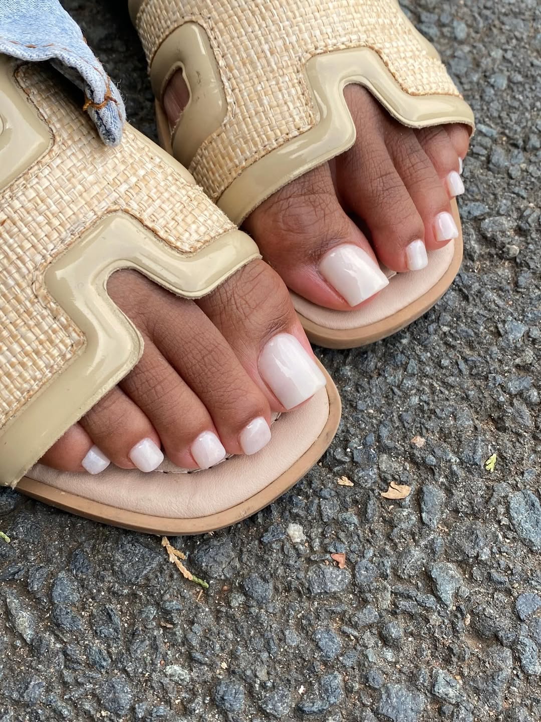 Glossy Milky White Pedicure