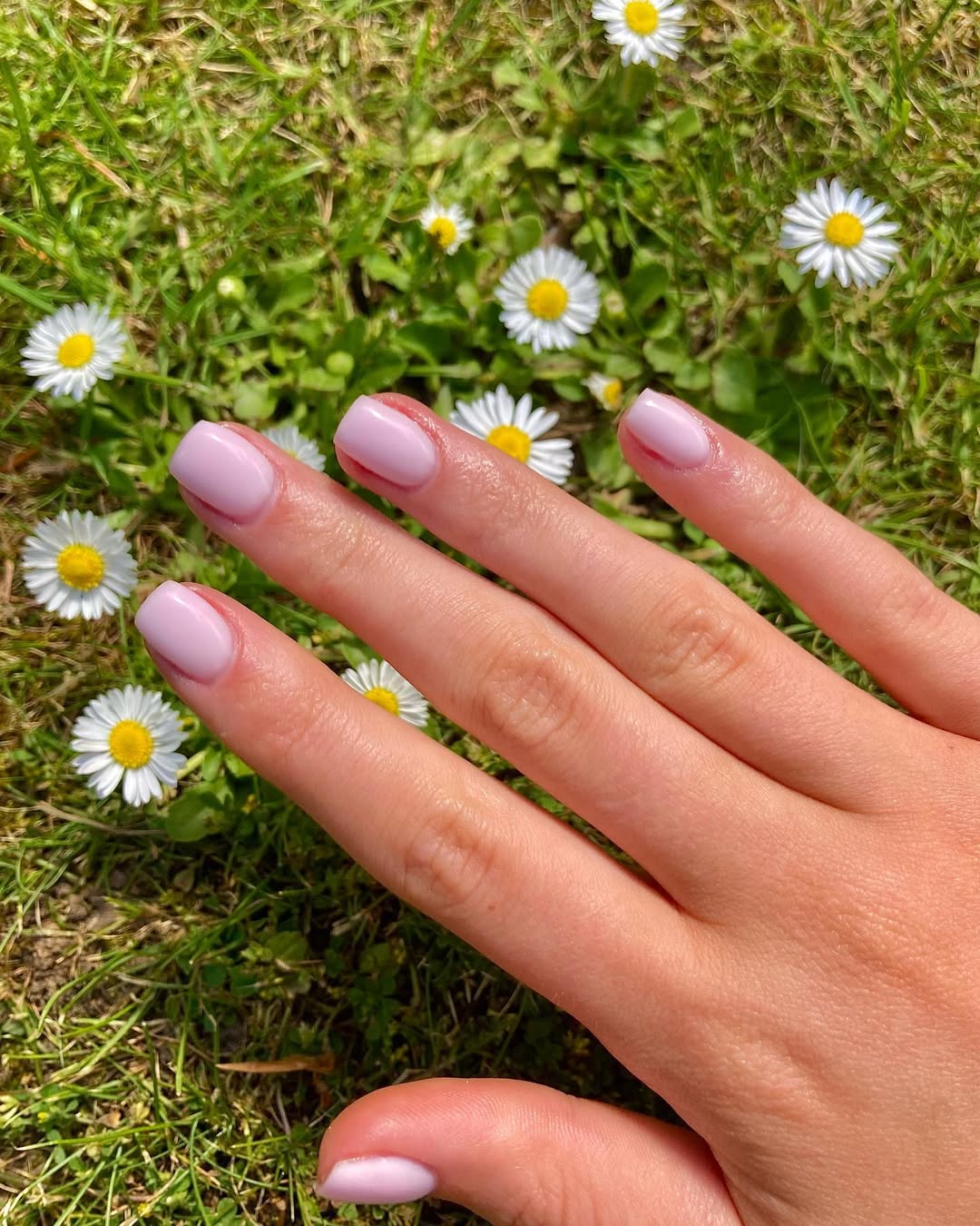 Glossy Pastel Lavender Short Squoval Nails