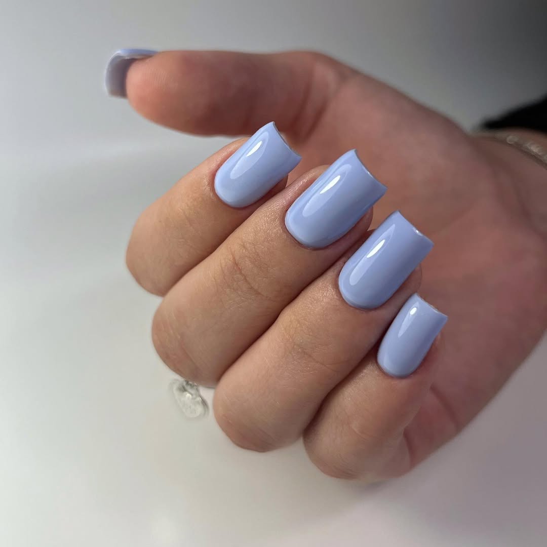 Glossy Periwinkle Short Squoval Nails