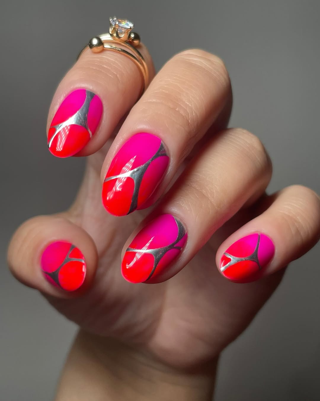 Hot Pink and Orange Geometric Swirls