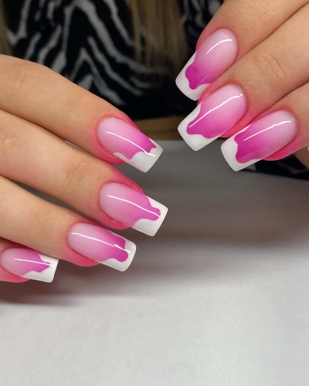 Hot Pink Dripping French Tips