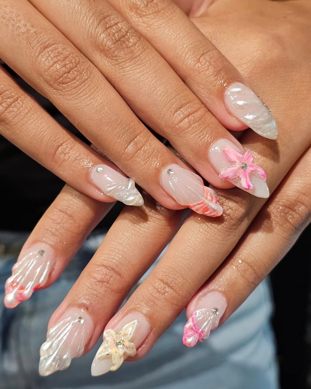 Iridescent Sea Shell Ocean Nail Art