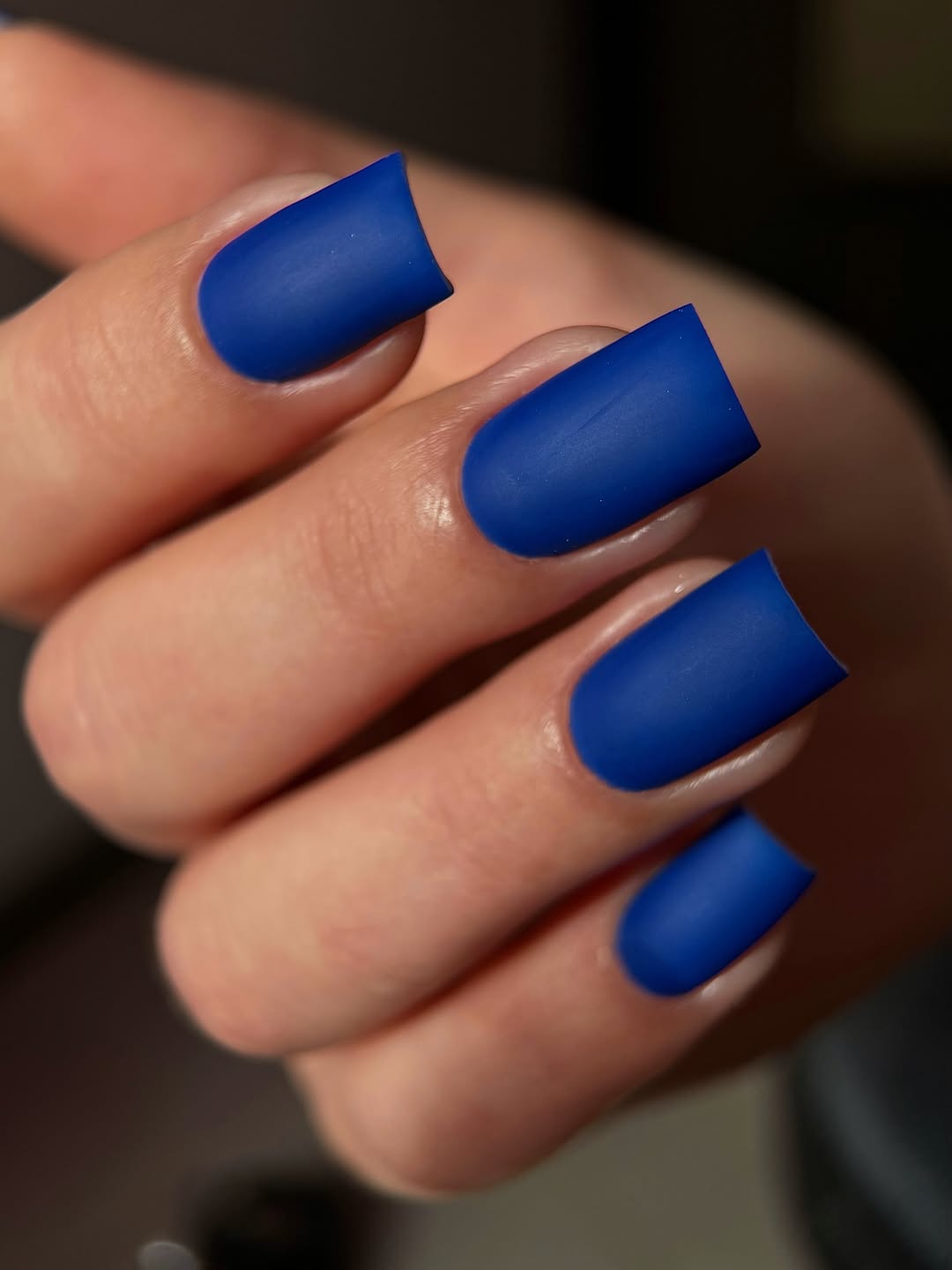 Matte Cobalt Blue Short Square Nails