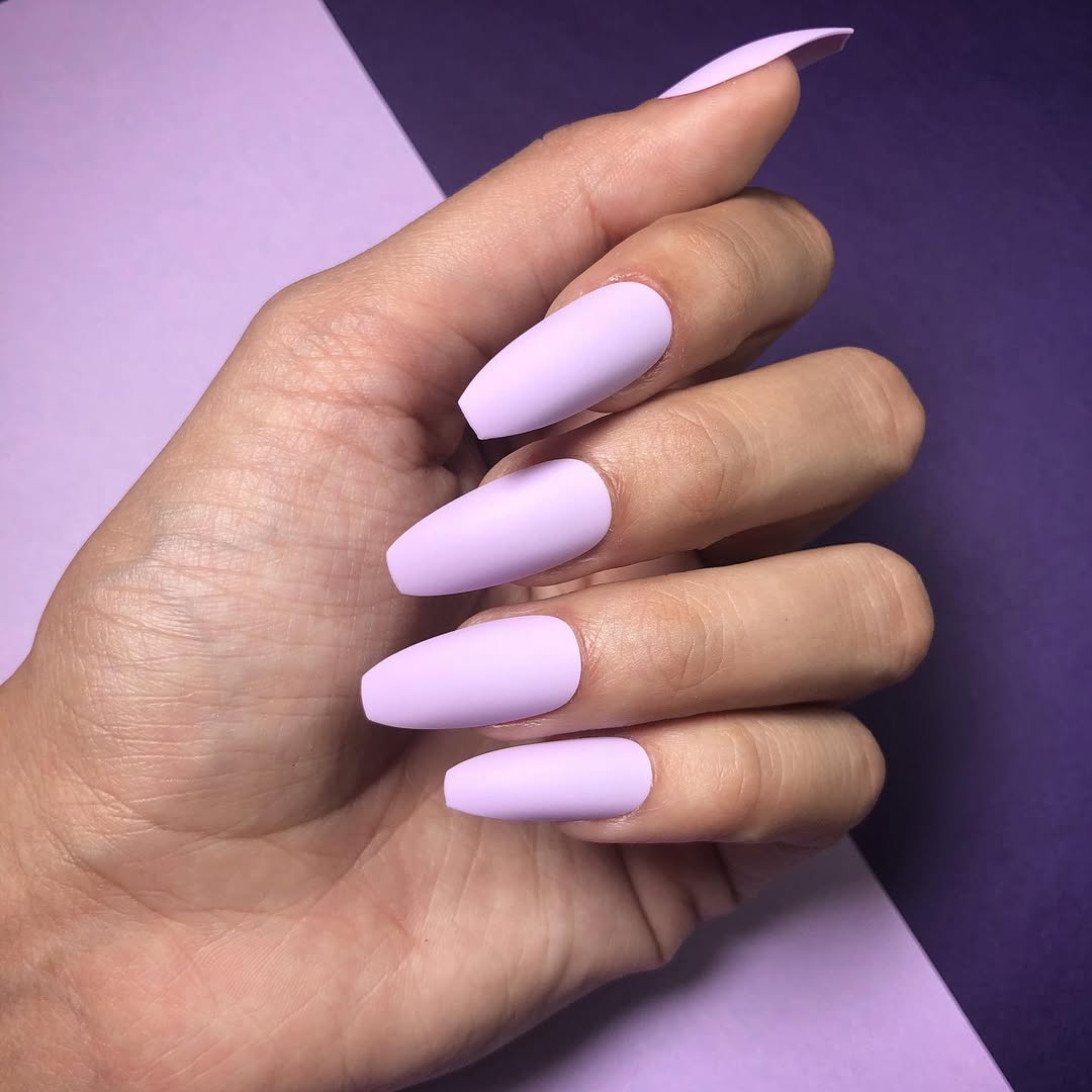 Matte Lavender Coffin Nails for Summer Vibes
