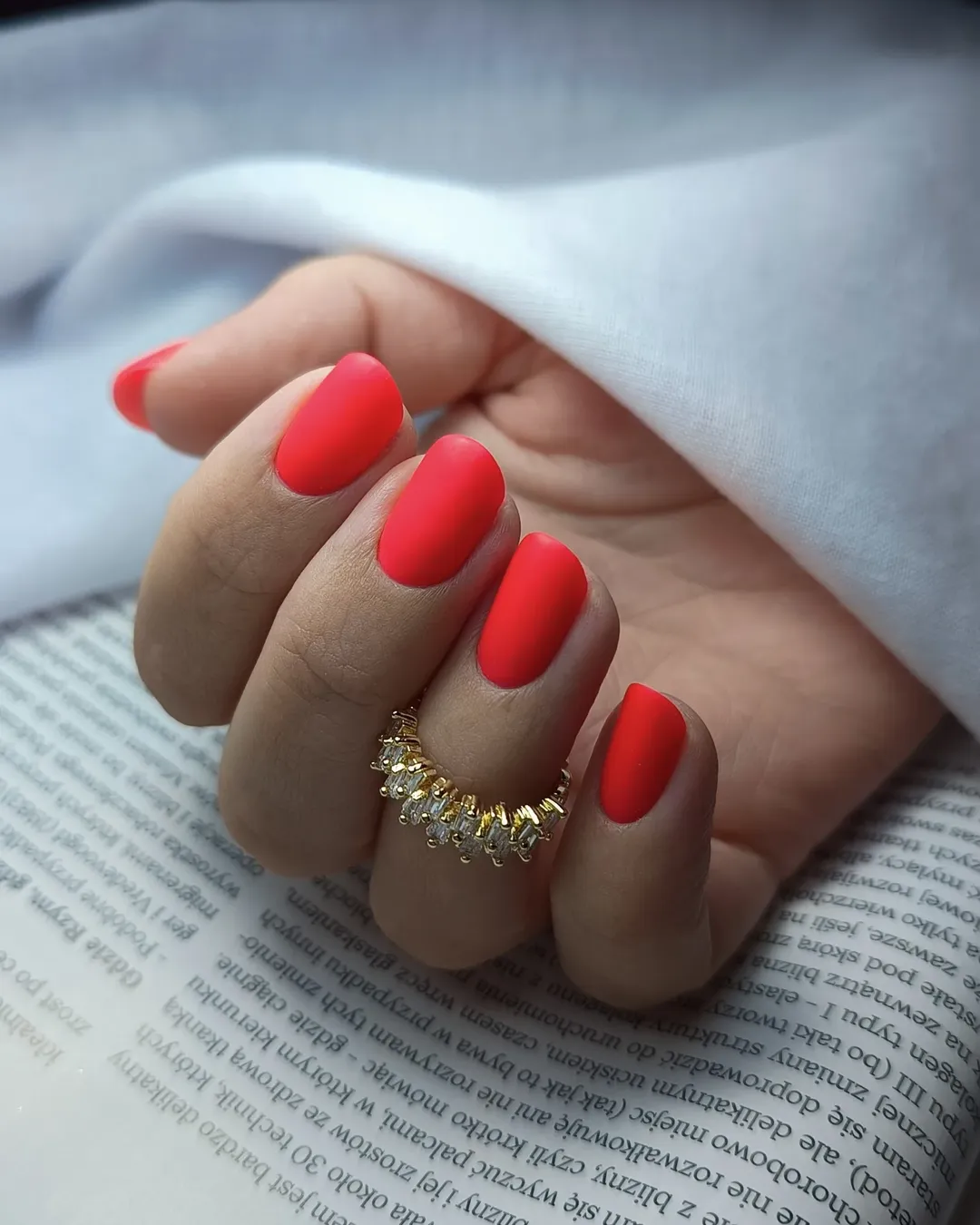 Matte Neon Coral Oval Summer Nails