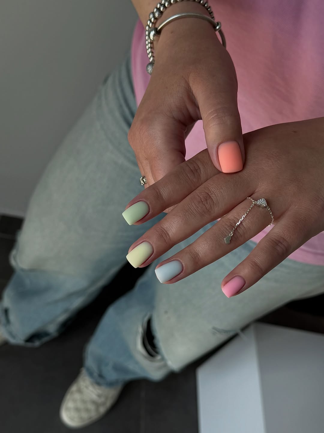 Matte Pastel Mix and Match Squoval Nails