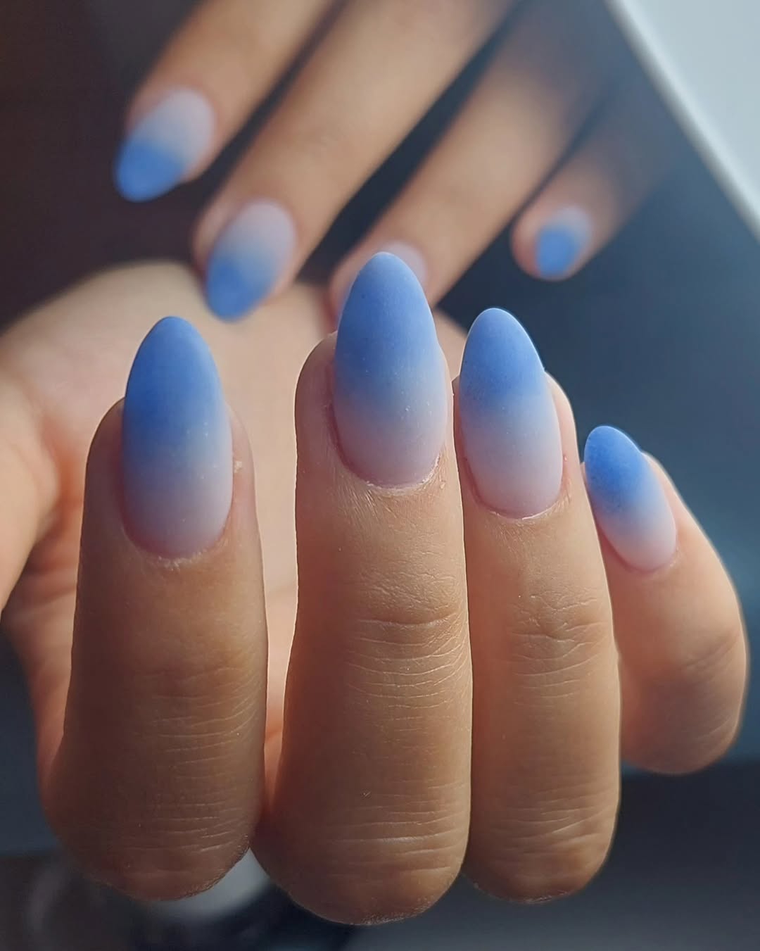 Matte Powder Blue Almond Ombré