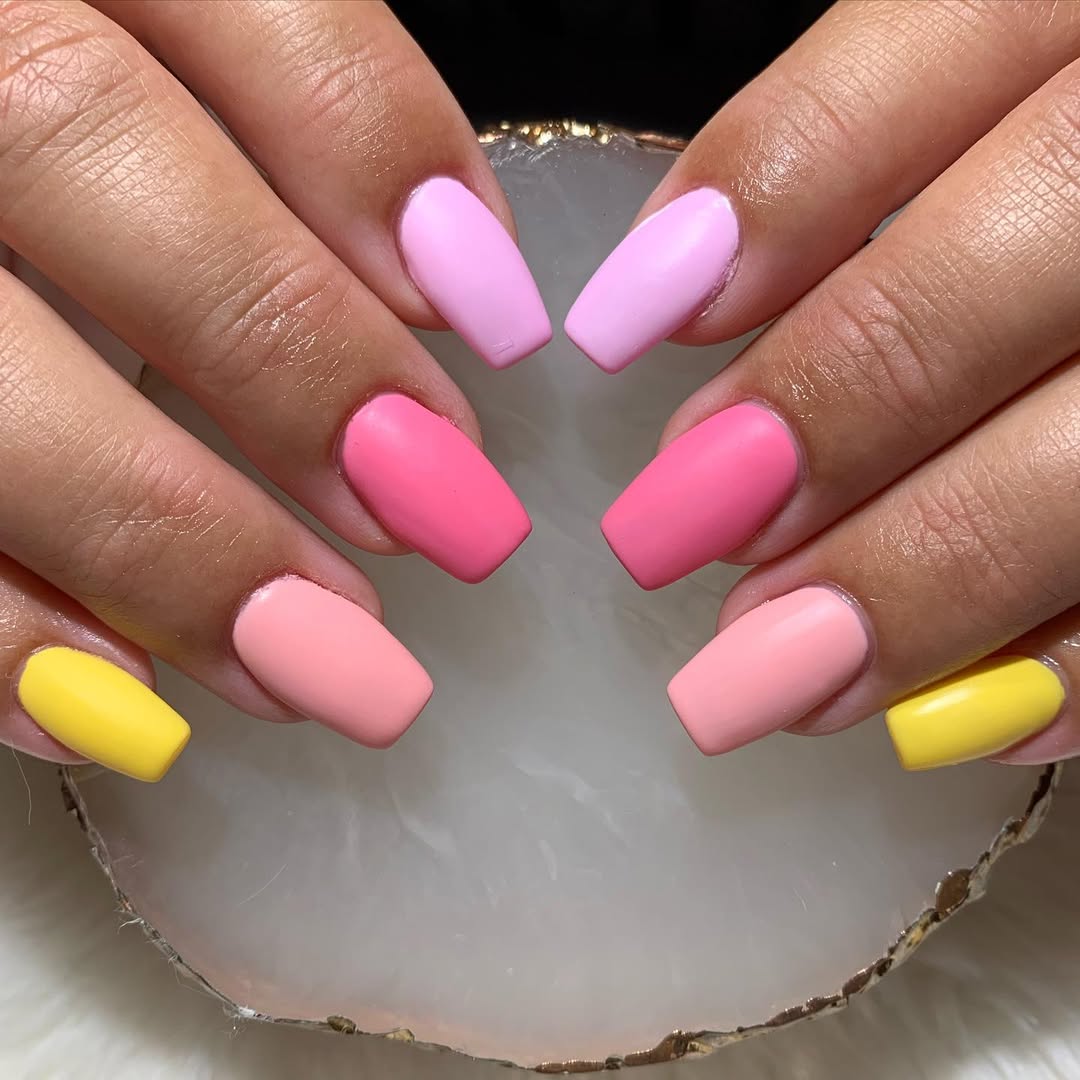 Matte Rainbow Ombre Coffins