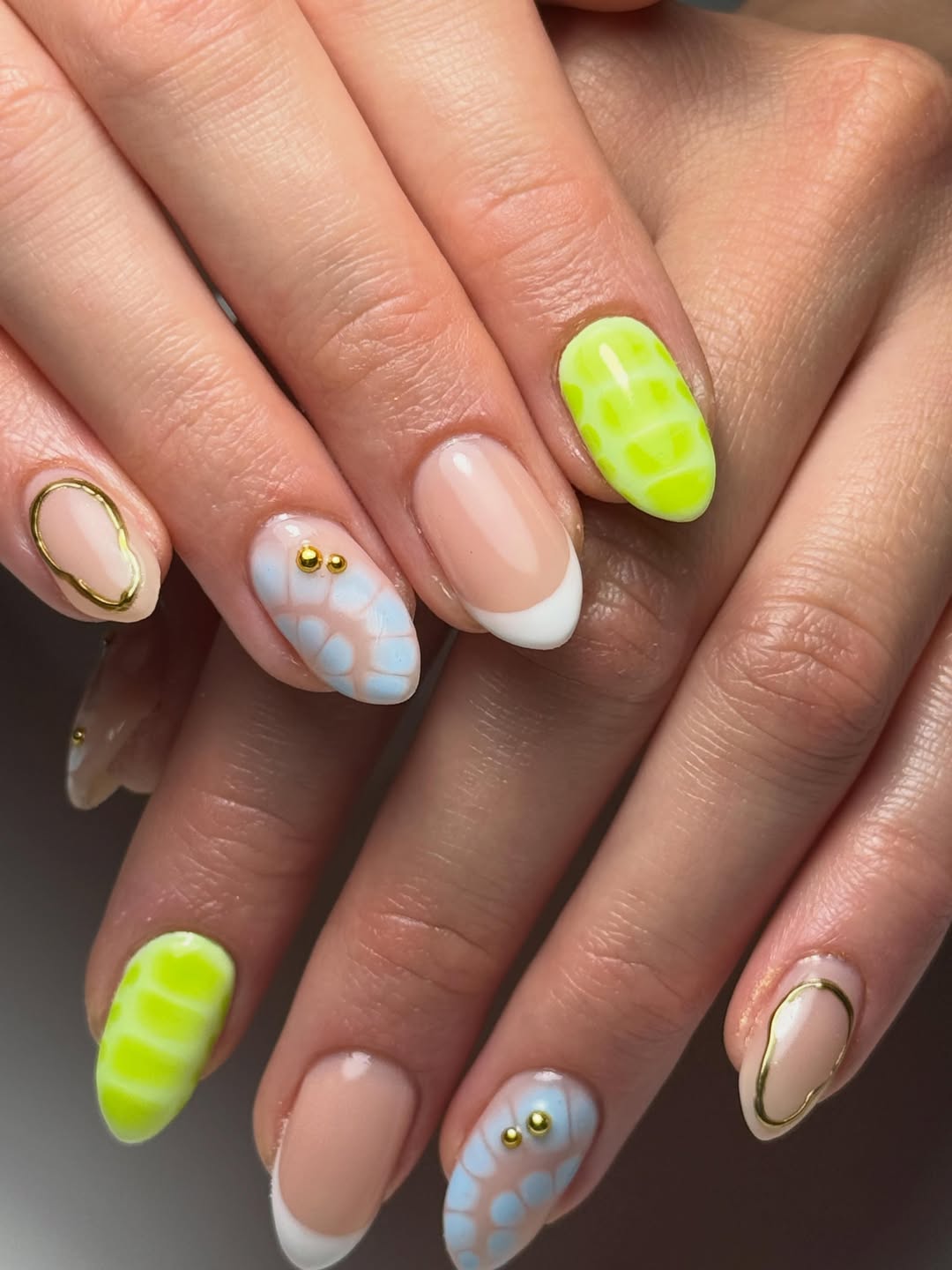 Multi-Design Summer Brights Oval Nails