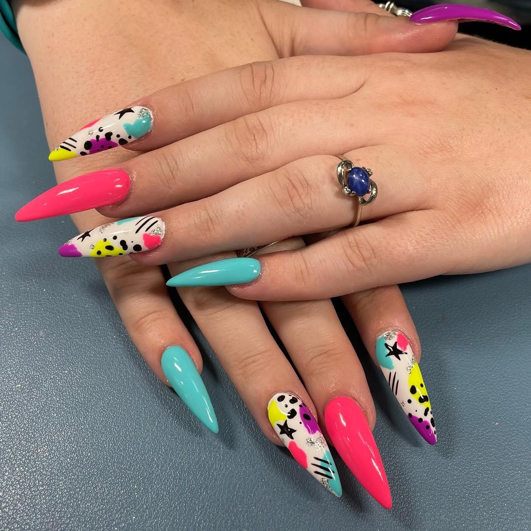 Neon Abstract Graffiti Stiletto Mix and Match