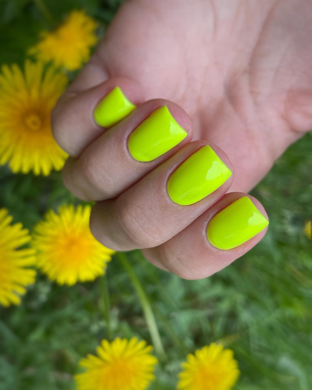 Neon Lime Green Glossy Short Squoval Nails