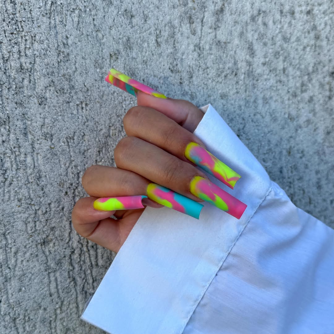 Neon Swirl Tie-Dye Extra-Long Coffin Matte