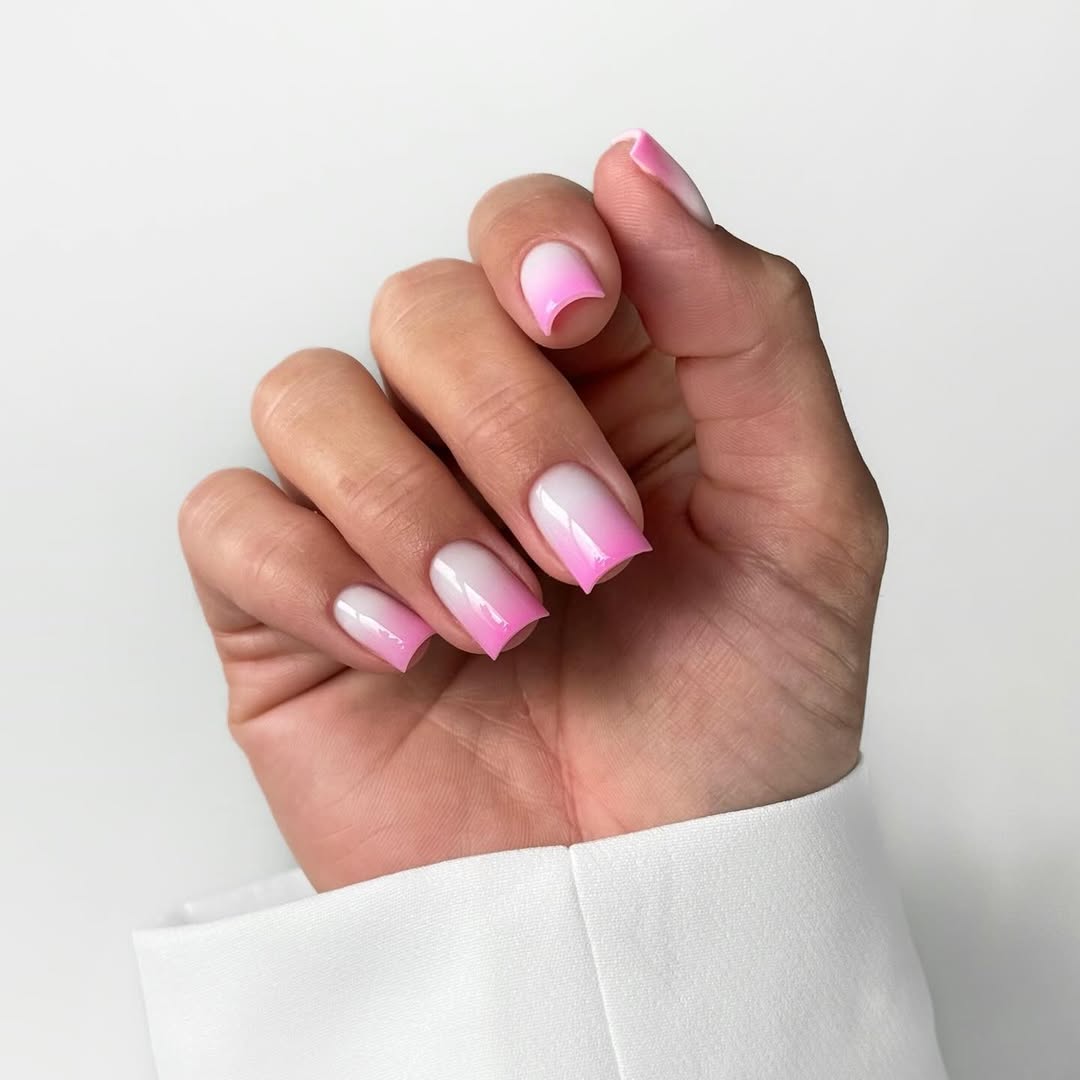 Ombre Pink Square Summer Nails