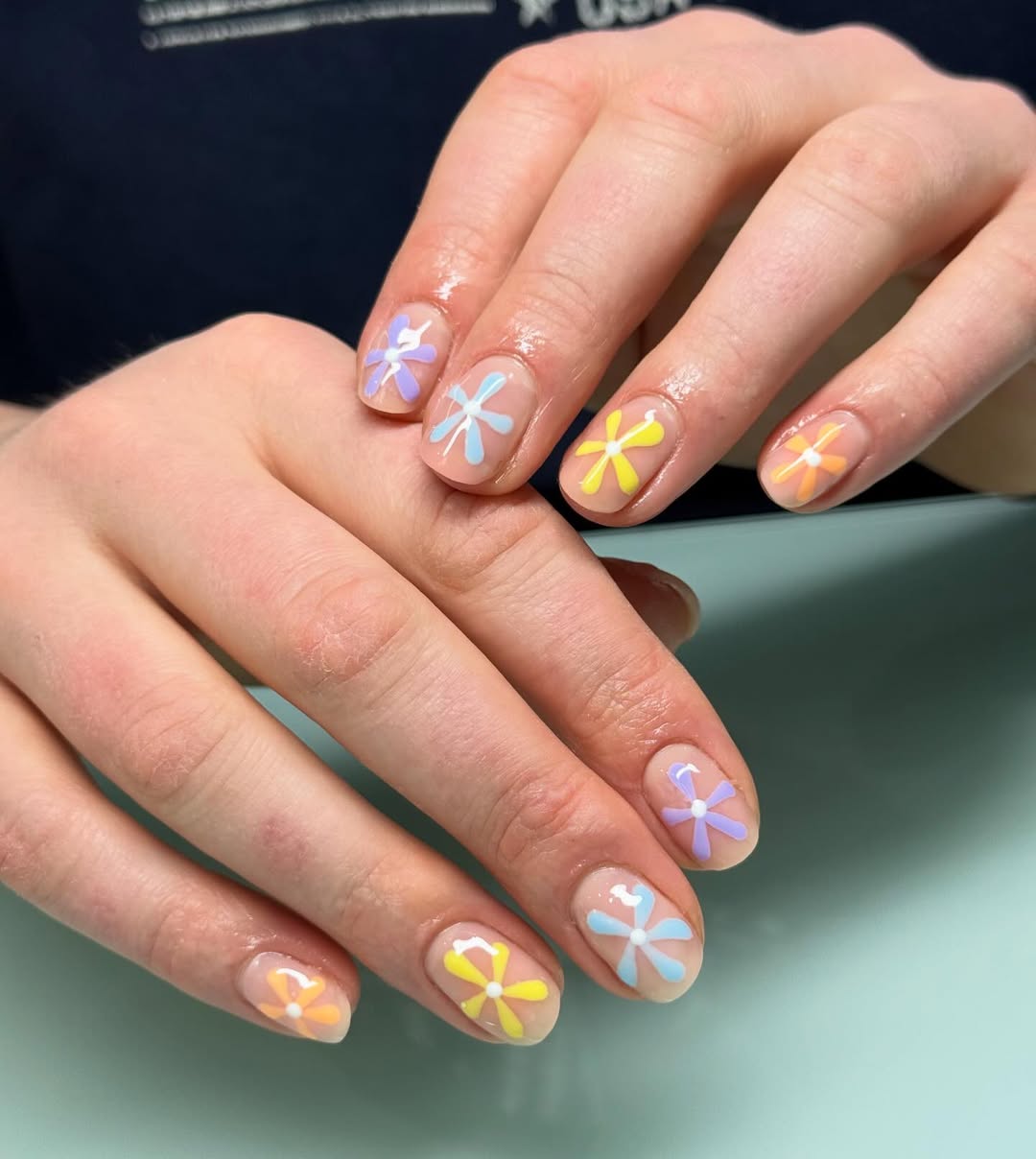 Pastel Whimsical Flower Gel Nails