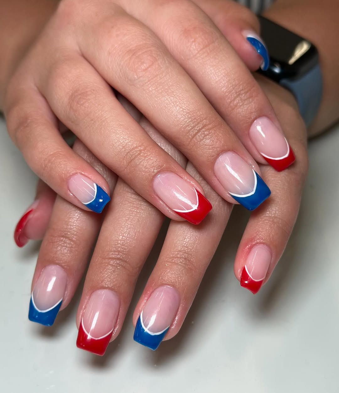 Patriotic Red White and Blue French Tips